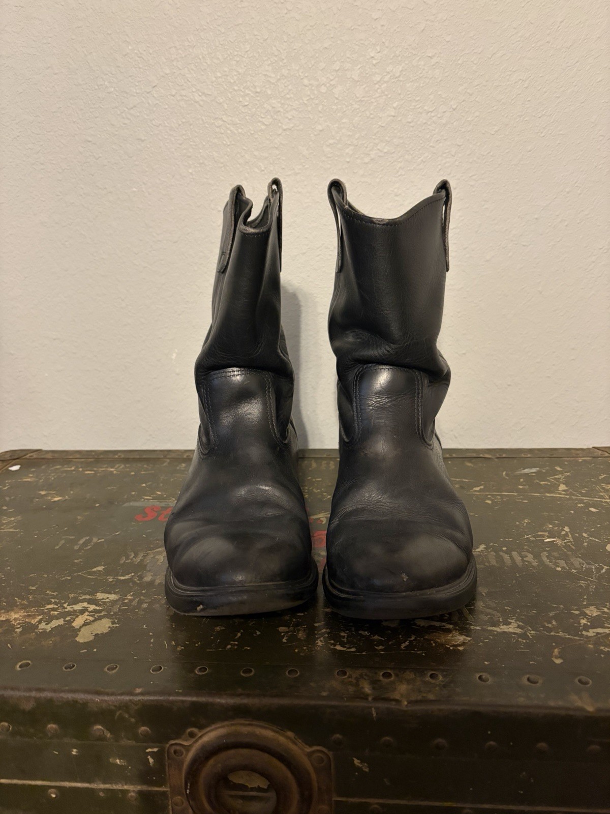 Vintage 80s Red Wing Pecos Black Soft Toe Leather Cowboy Boots Men’s Size 13
