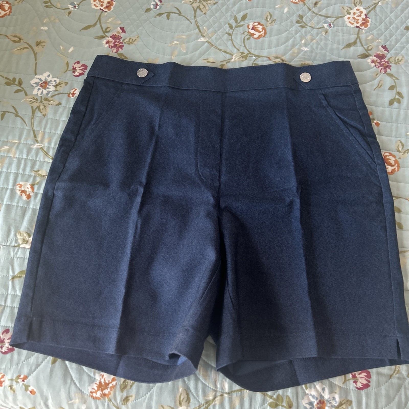 Rafaella Blue Women’s Stretch Comfort Waistband Bermuda Shorts Size 12 NWOT
