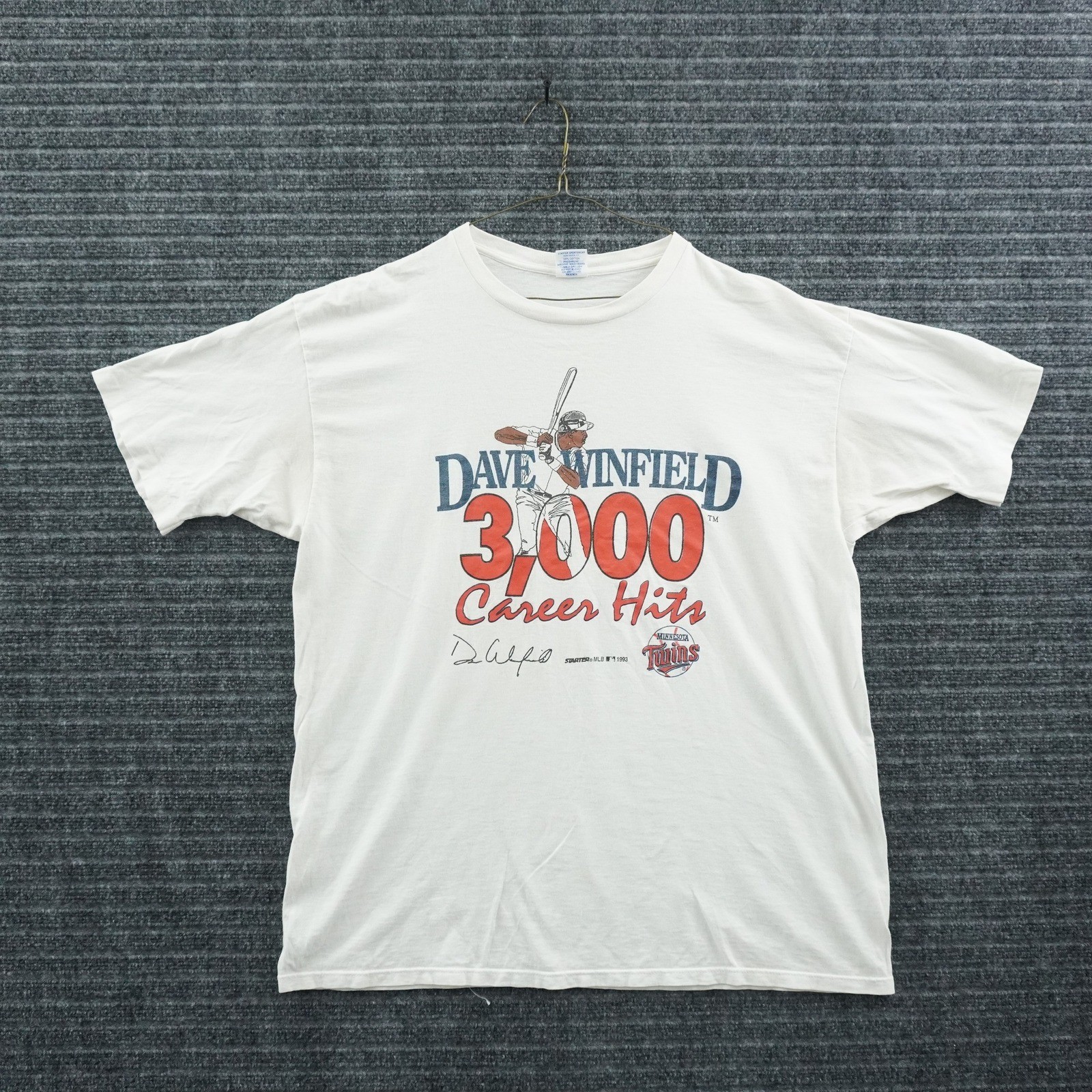 Starter Dave Winfield 3000 Hits T-Shirt XL White Minnesota Twins 1993 Vintage