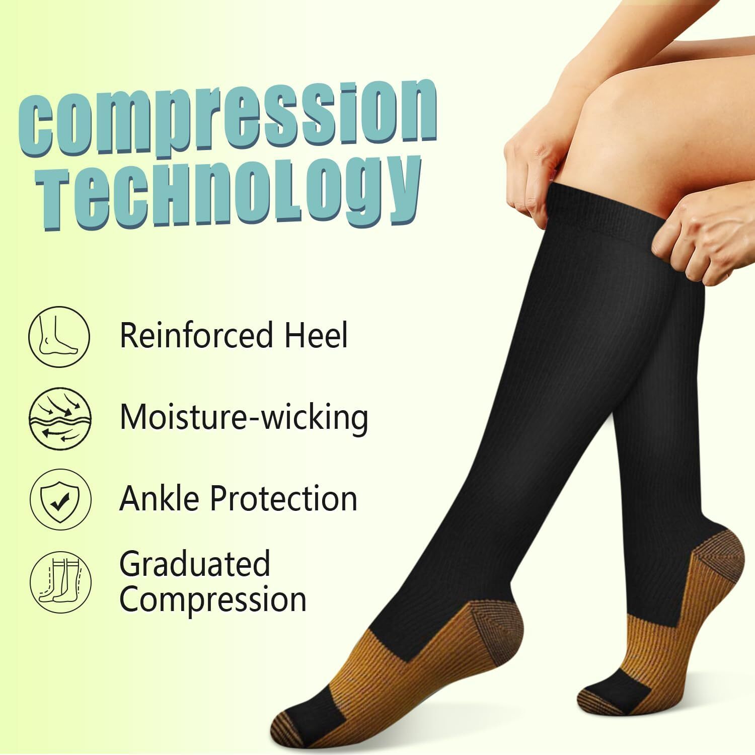 10 Pair Copper Compression Socks Graduated Support Men’s Women’s S-XXL 20-30mmHg