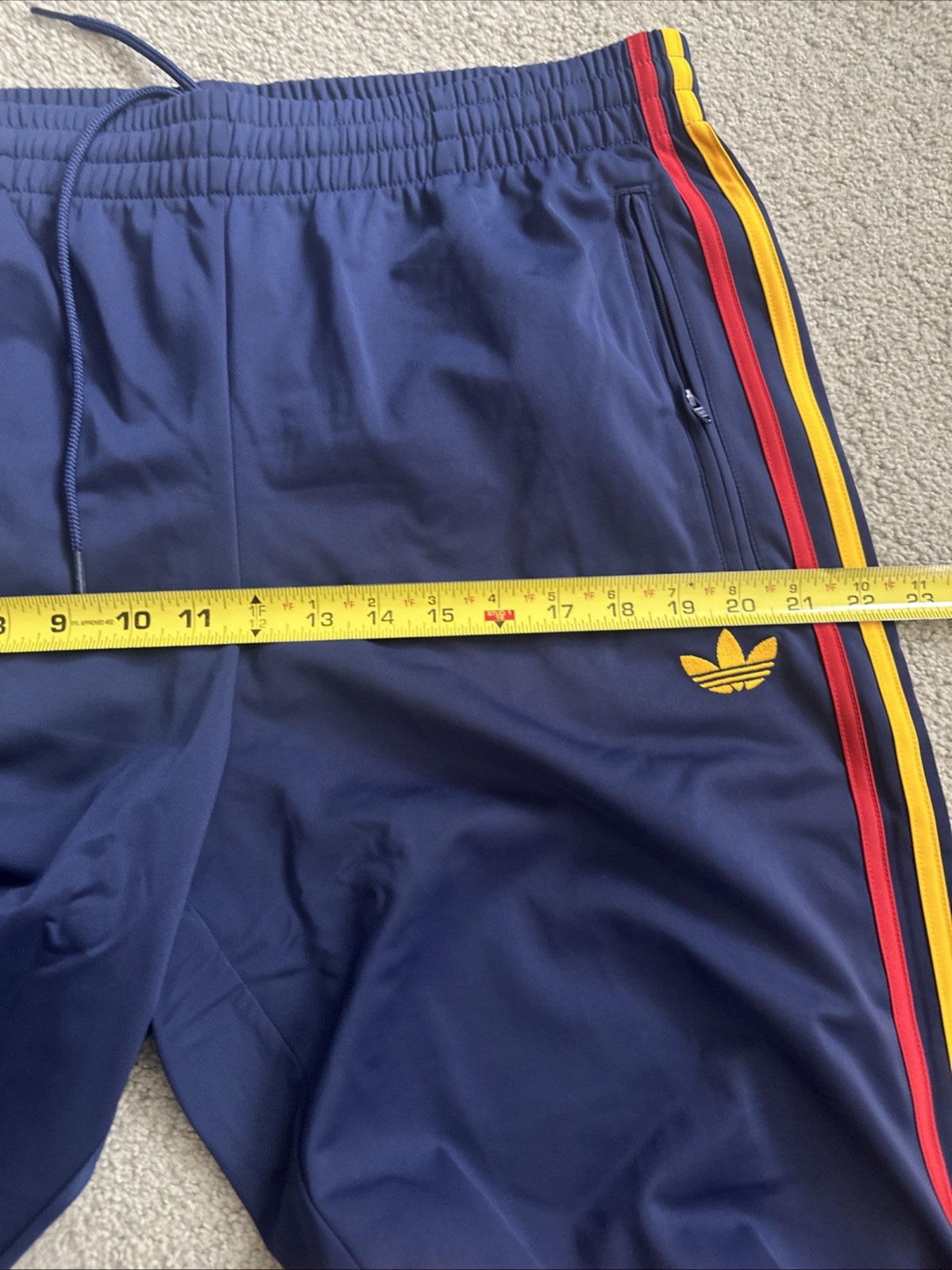 ADIDAS Original Firebird Track Pants Mens Large KD3836 Blue Red Yel Zip Pockets