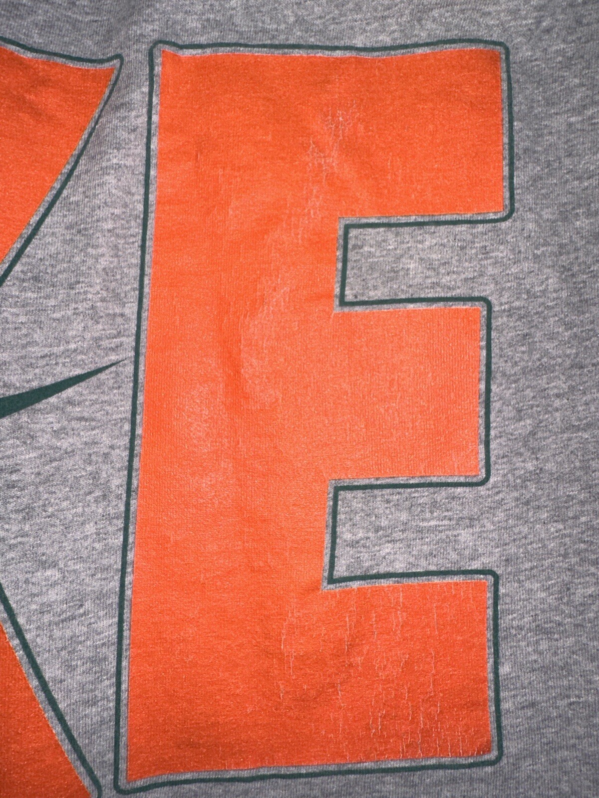 Vtg 90s Nike Spell Out Big Wrap Graphic T Shirt Made USA Gray Green Orange XL