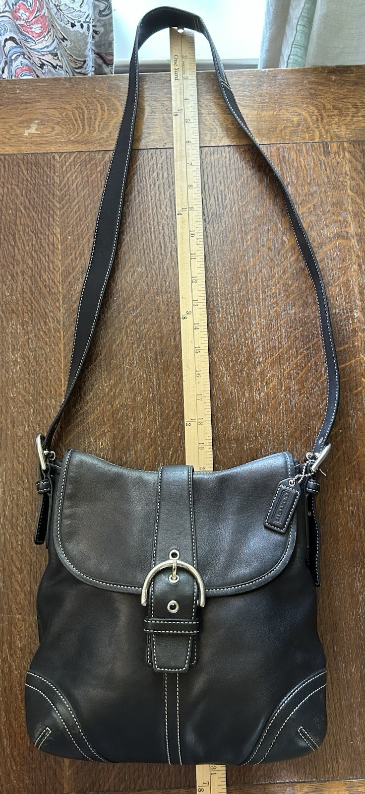Coach #9480 Black Leather SoHo Shoulder Cross Body Bag, hang tag