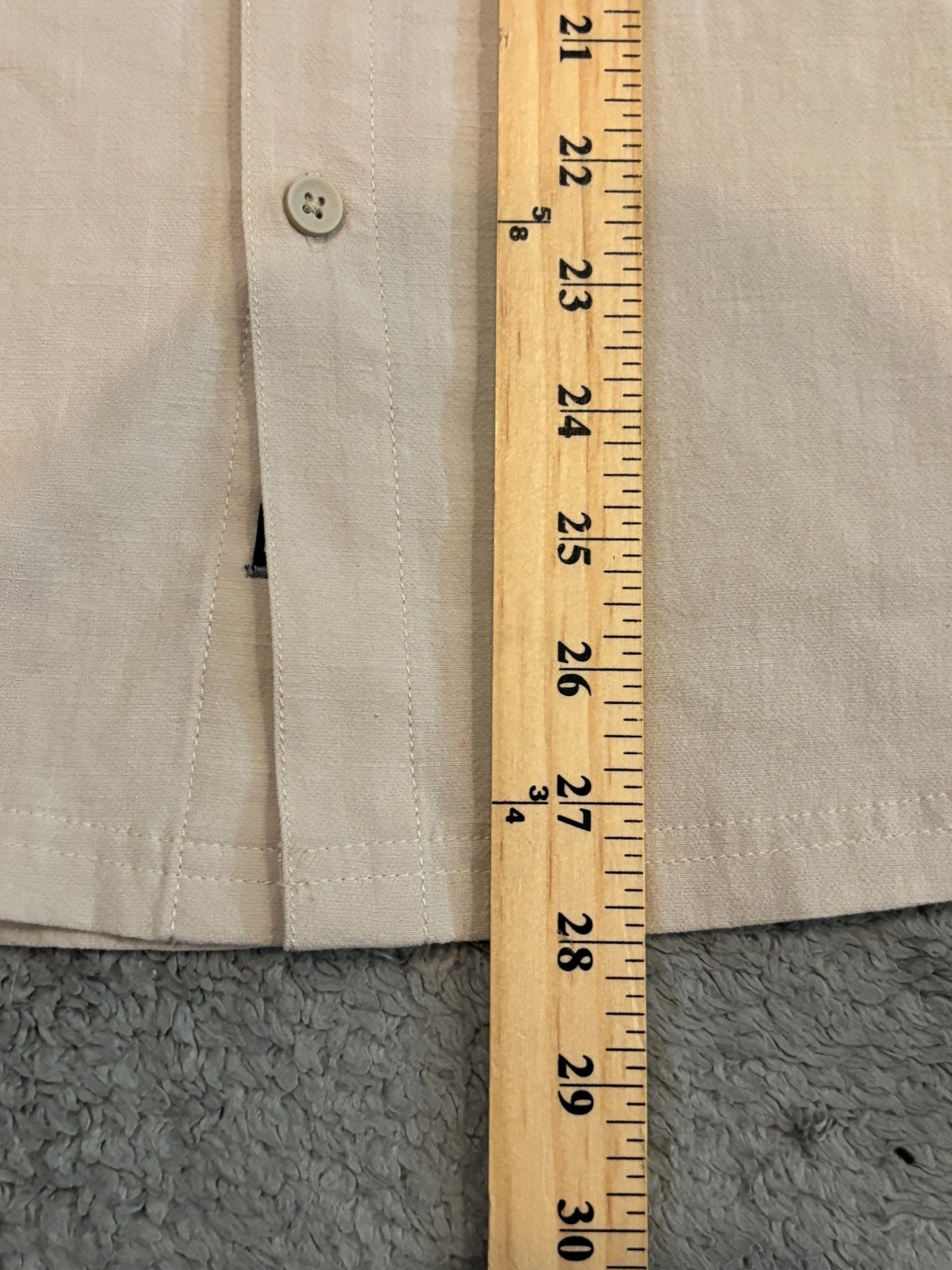 Kenneth Cole Shirt Mens Medium Beige Rayon Blend Band Collar Lightweight Office
