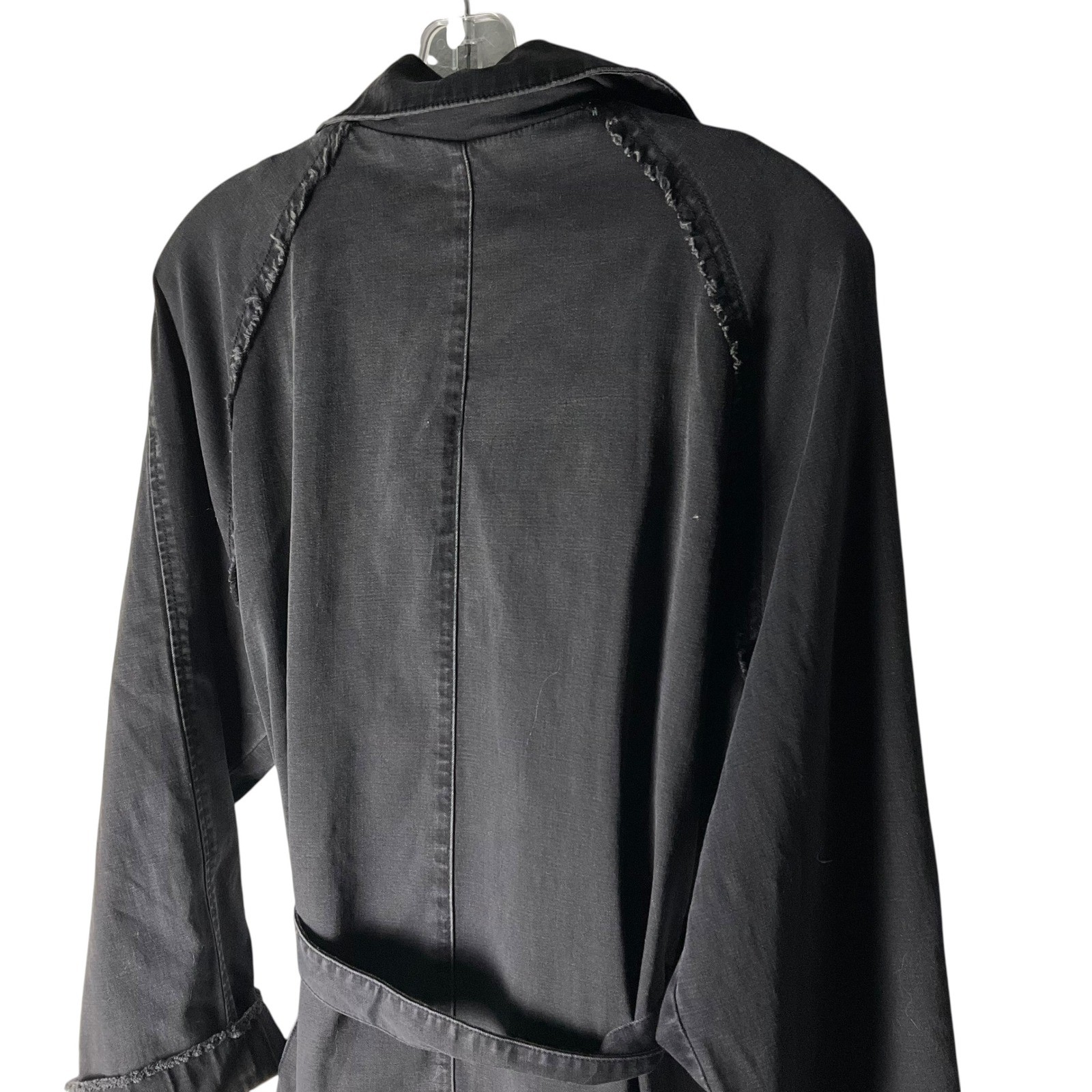 LOGO by Lori Goldstein Denim Belted Trench Coat A629604 Black Size Large NEW