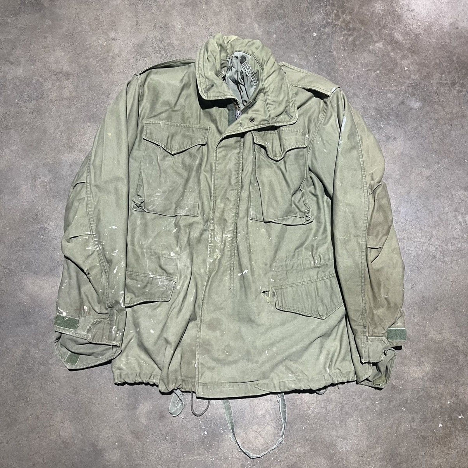 Vintage 60s Army Military M-65 Green Distressed Field Jacket 1960s True Vintage