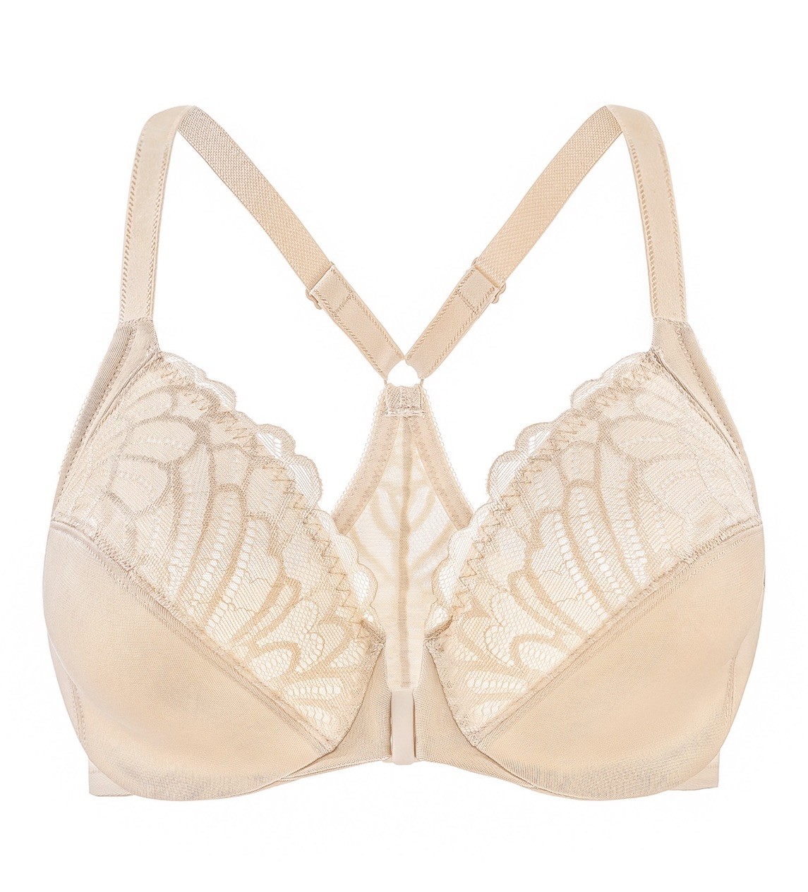 MELENECA Women s Racerback Front Closure Full Coverage UW Bra Pale Nude NWT 48B