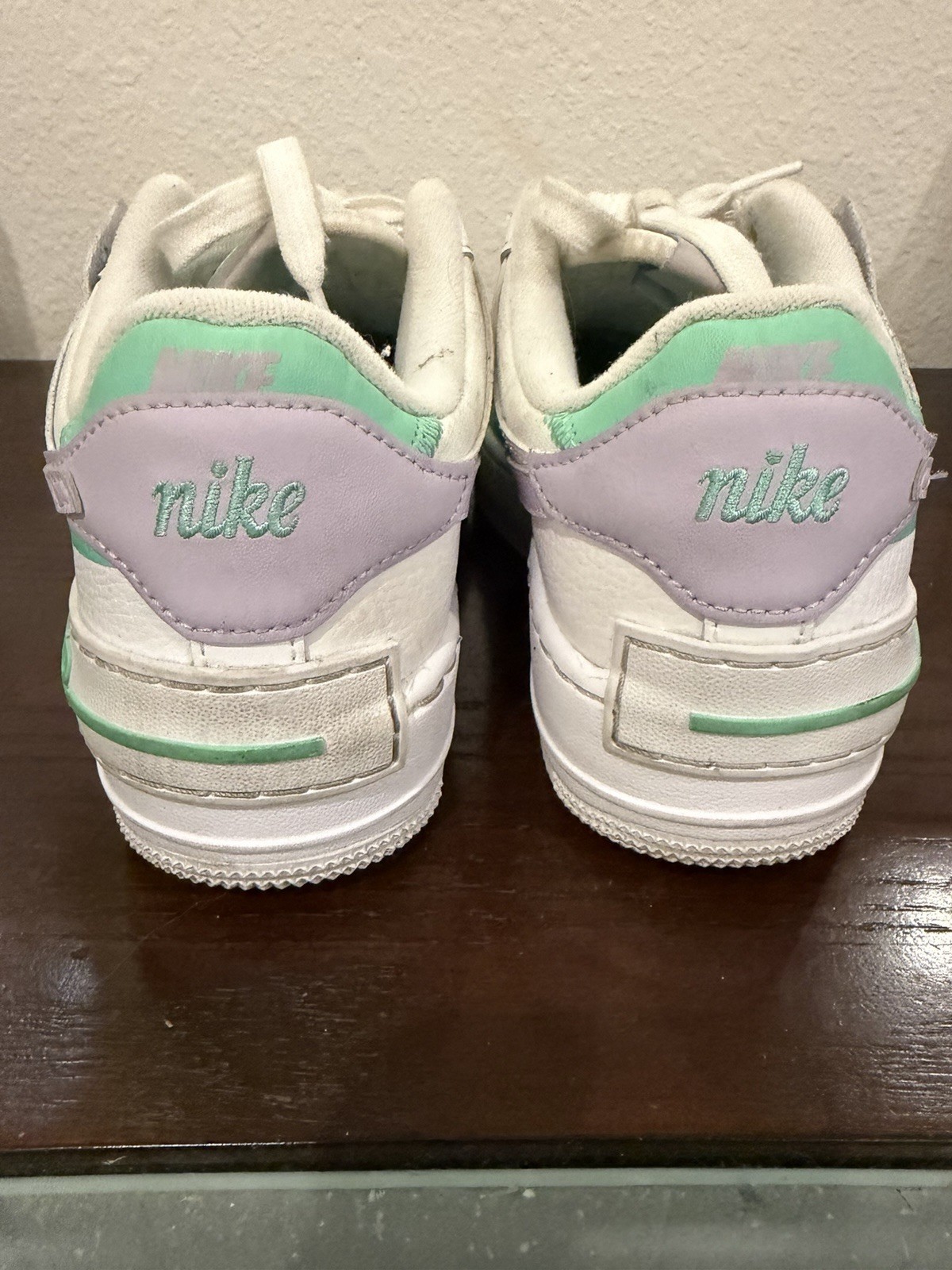 Nike Air Force 1 Low Top Lace Up Sneakers White Green Purple CU8597-103