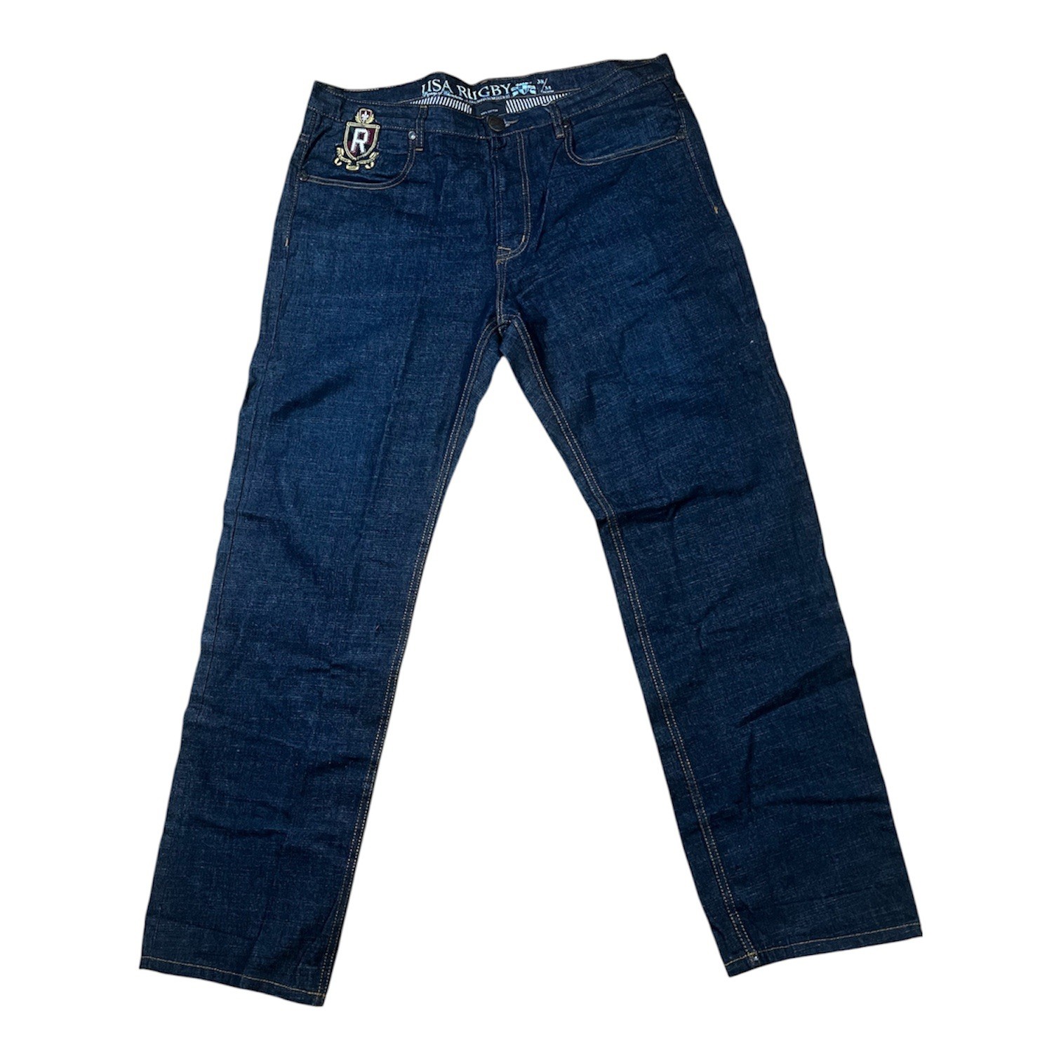 USA Rugby Big Men’s Jeans 38×34 Blue Denim Pants Casual Pocket Logo