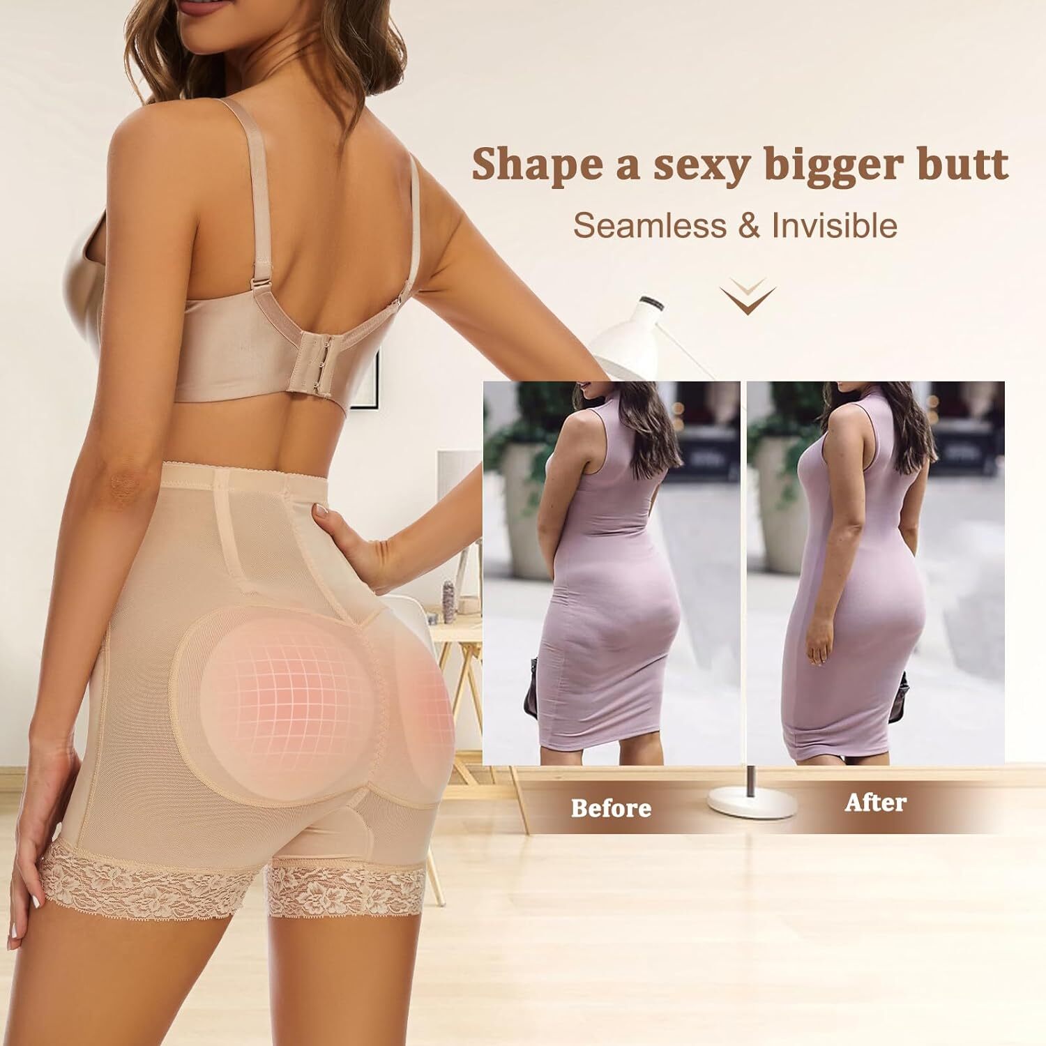 Women Padded Underwear Fake Ass Butt Lifter Hip Enhancer Body Shaper Boyshorts
