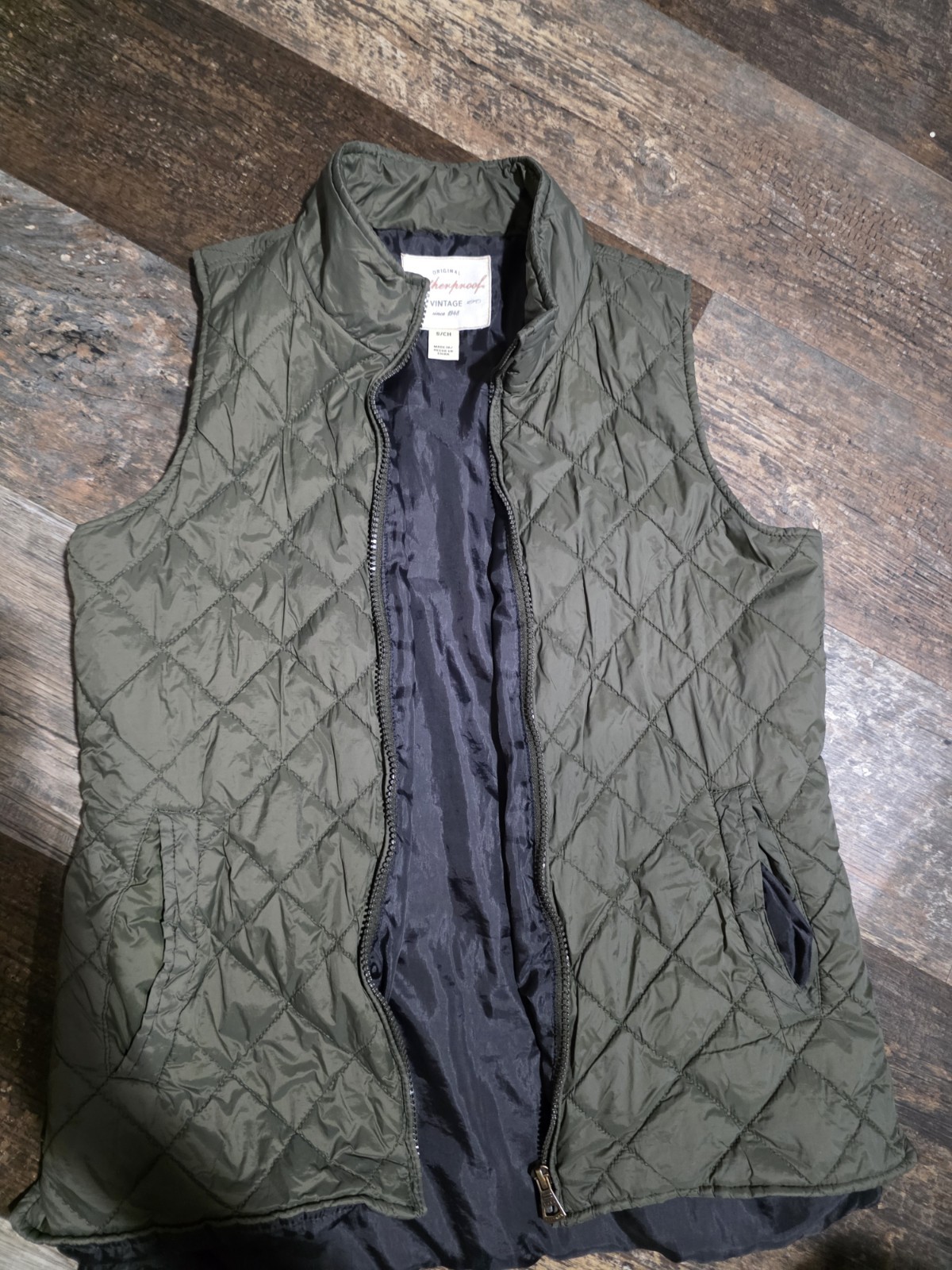 Weatherproof Womens Green Quilted Full Zip Vest w/ Pockets Stand-Up Collar S