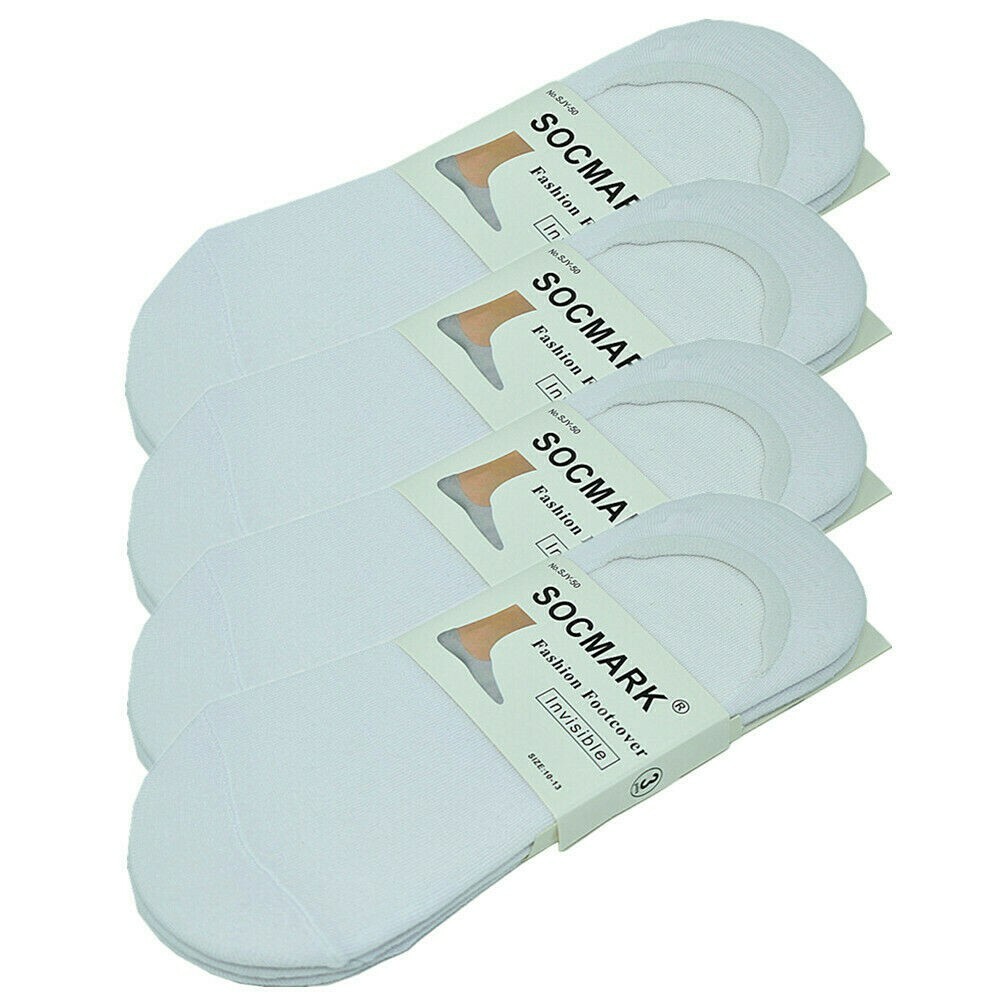 3-12 Pairs Men’s White Nonslip Invisible Cotton No Show Boat Low Cut Socks 9-13