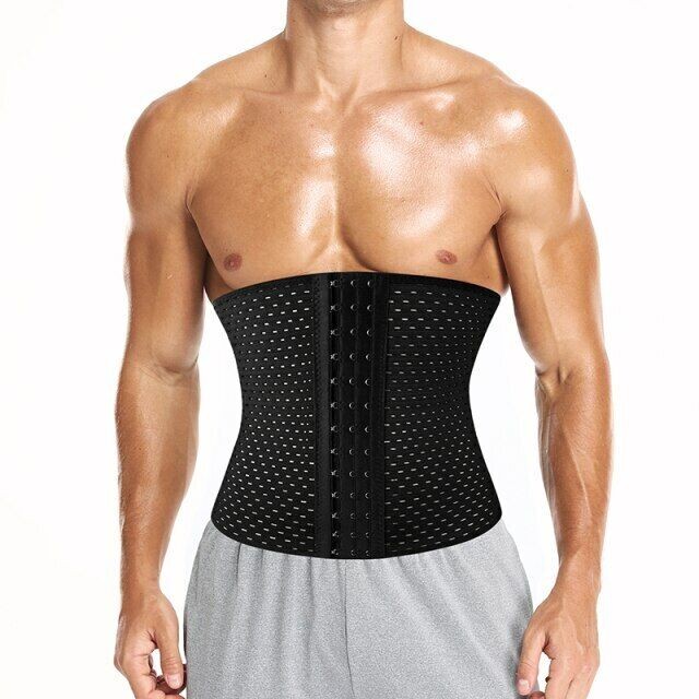 Men Breathable Slim Waist Trainer Corset Belt Fat Burner Weight Loss Body Shaper
