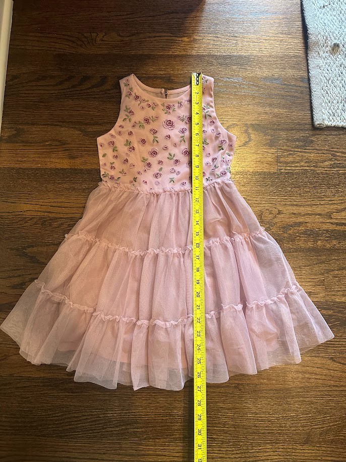 Cat & Jack Girls Dress Rose Pattern Blush/Pink Size 6-7 Pre Owned