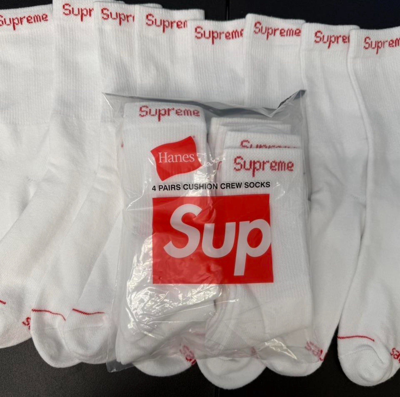 SUPREME/ HANES WHITE SOCKS (SINGLES) (ONE PAIR) AUTHENTIC BRAND NEW (NOT A PACK)