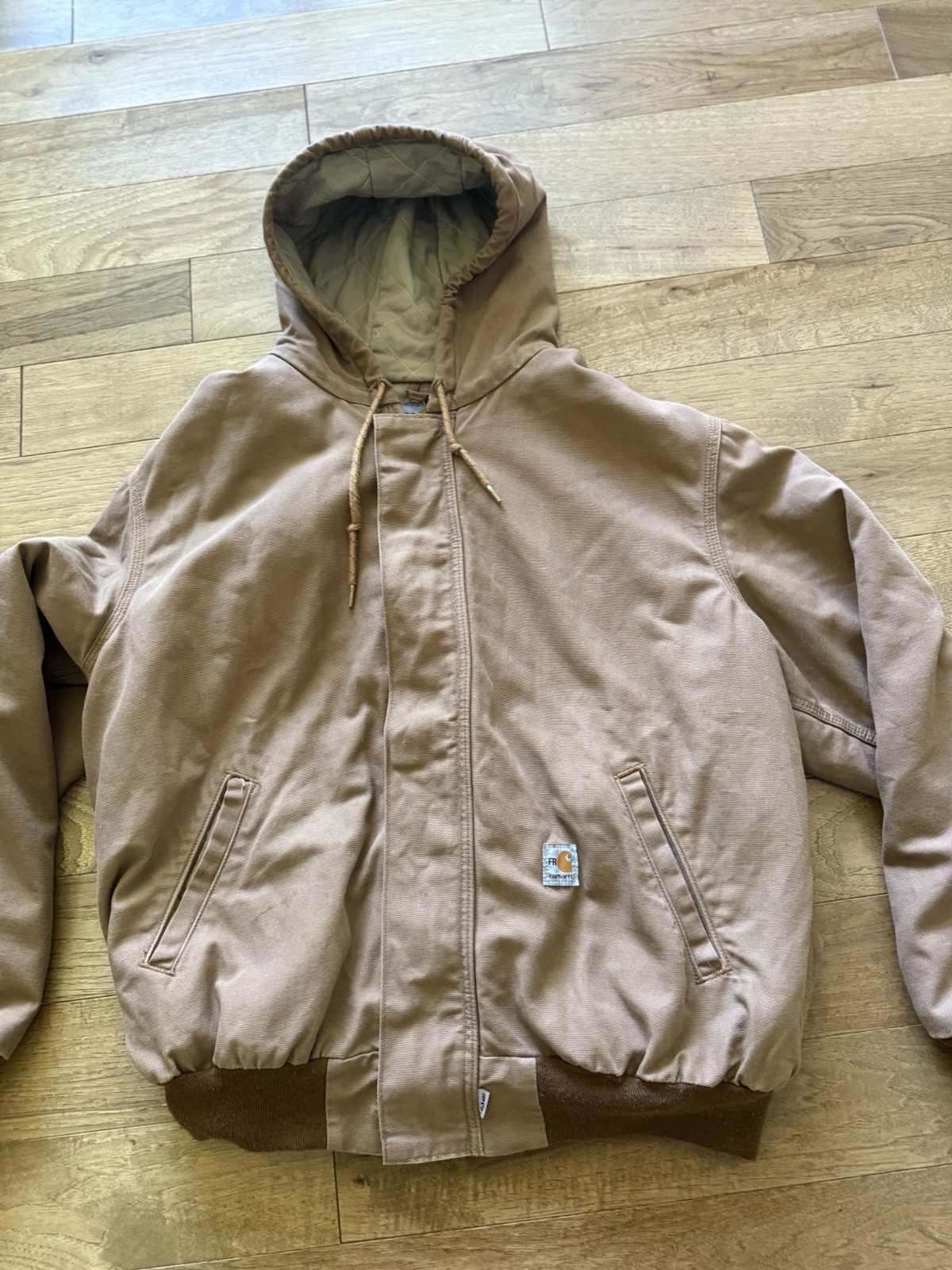 Carhartt J237 FRJ BRN Flame Resistant Hooded Jacket XL 2009 Full Zip Workwear