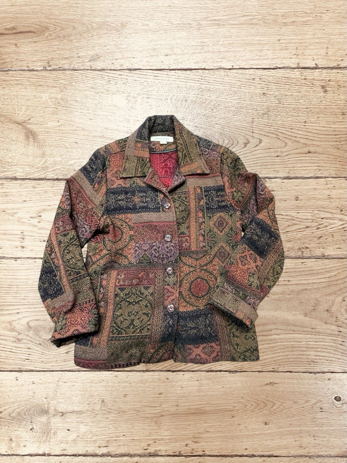 Appleseed’s Vintage Multi-Pattern Tapestry Button-Front Jacket S