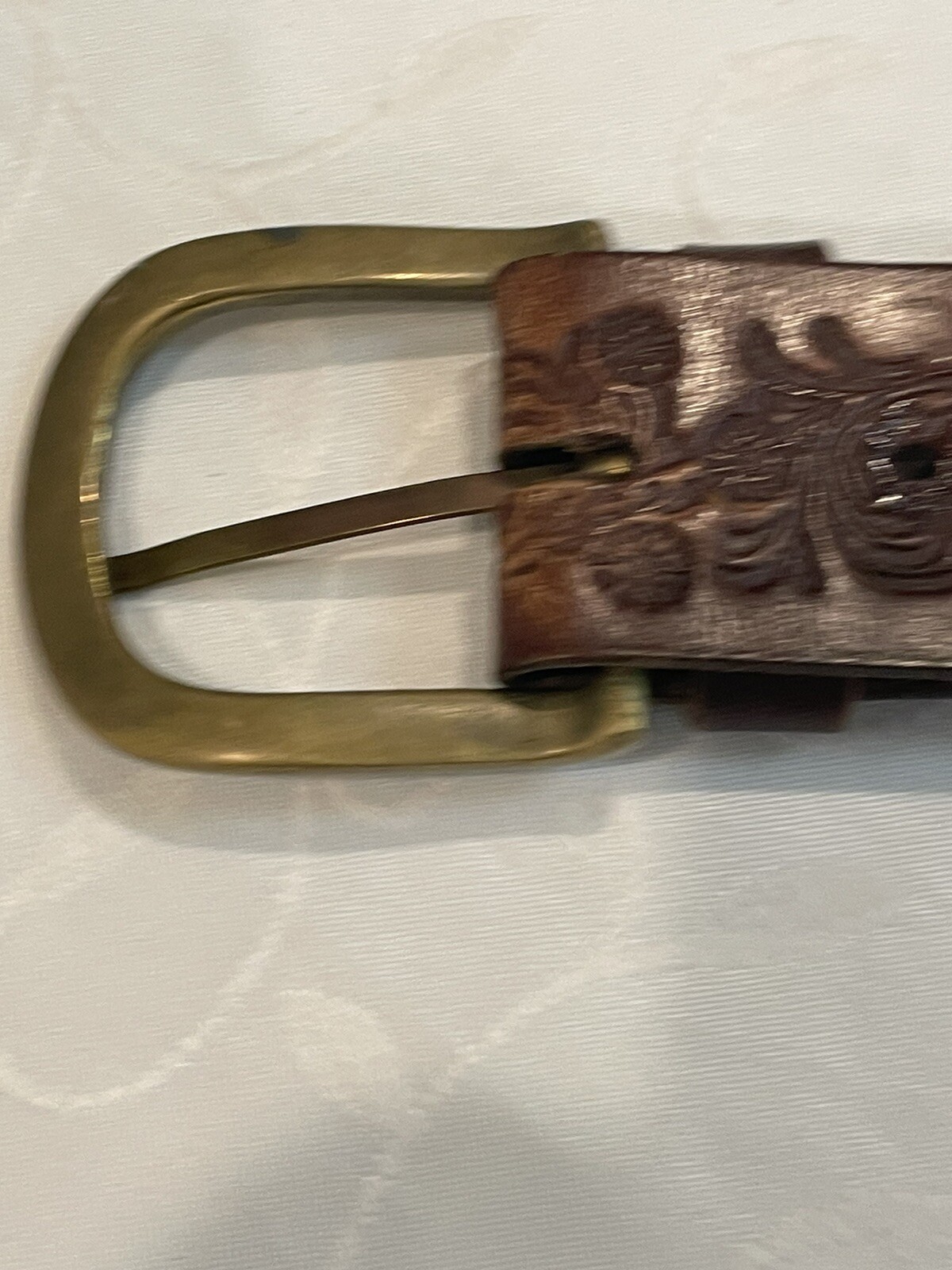 VINTAGE HAND TOOLED LEATHER BELT 41 Inches Belt Length Not Including Buckle