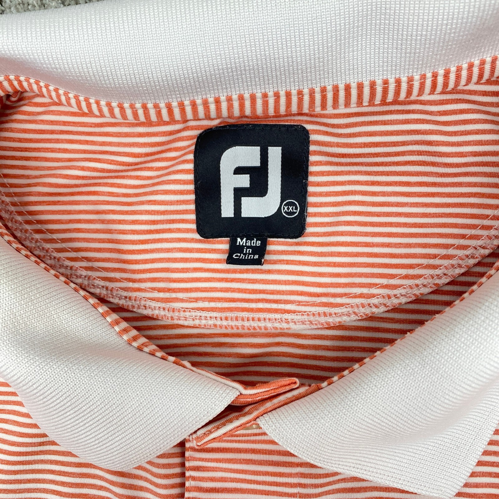 FootJoy Golf Polo Shirt Short Sleeve Men’s 2XL Orange White Striped 6670