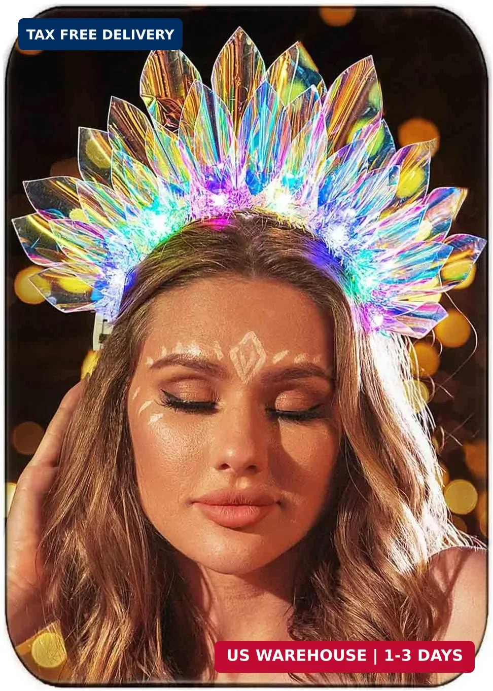 JAKAWIN Light Up Headband LED Crown Rave Headpiece Costume Hair Accessories for