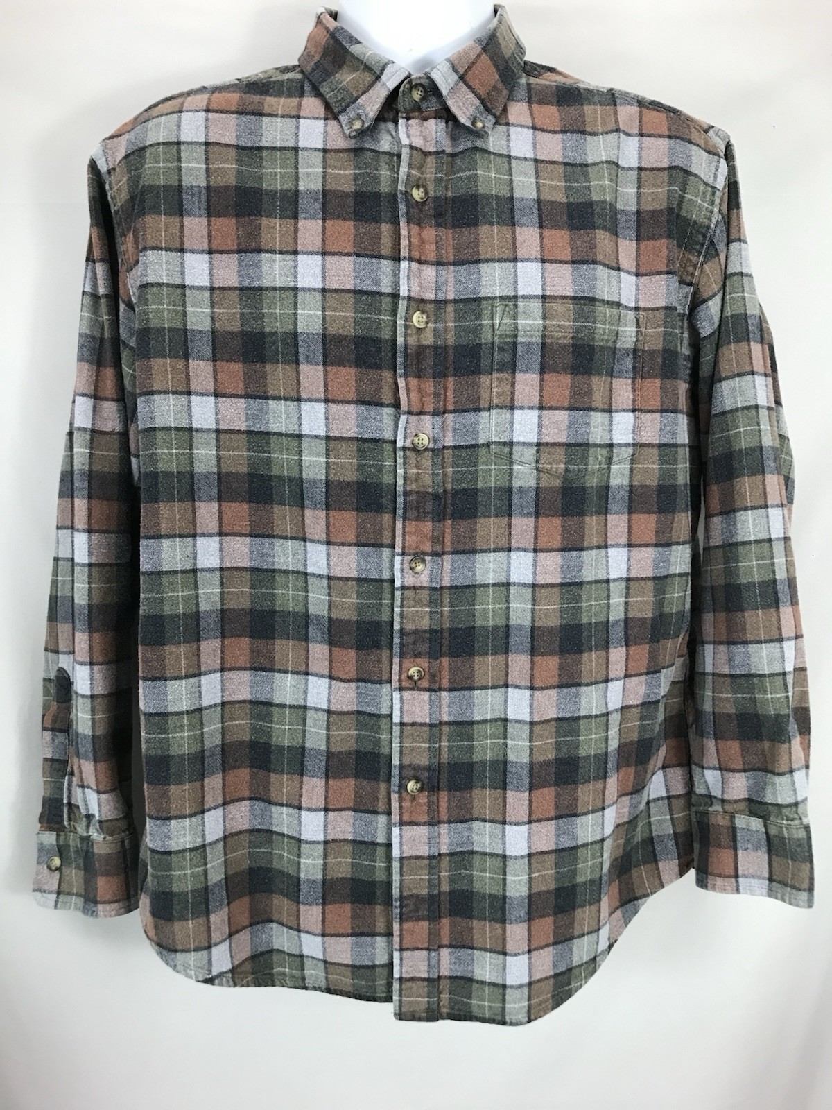 Pendleton Mason Shirt Mens Large Faded Worn Gray Multicolor Button Down