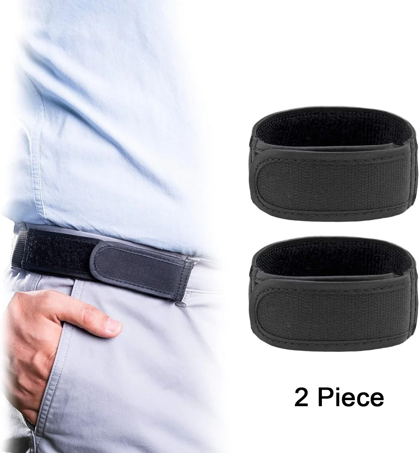 1 Pack Men’s Elastic Buckle Free Belt No Buckle Stretch Waist Belts Pairs