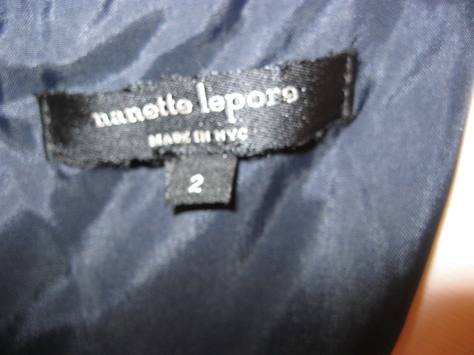NANETTE LEPORE Navy Silk Tonal Jacquard Disco Jazz Peplum Dress ~ SZ 2