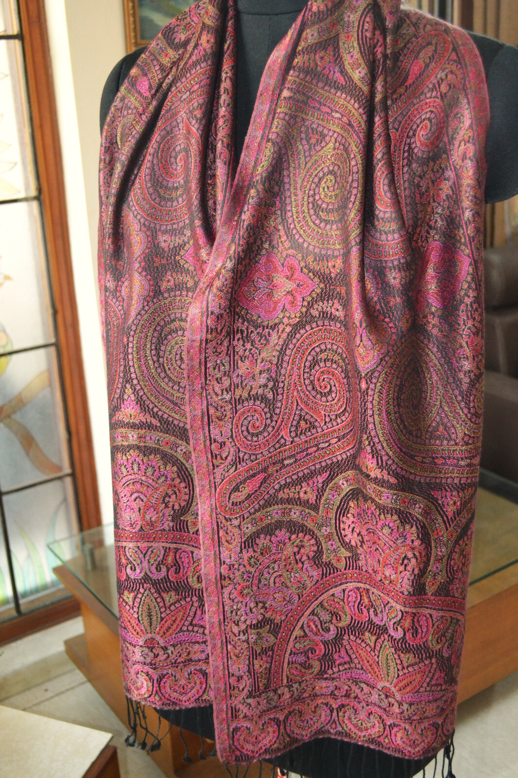EXQUISITE IRIDESCENT SILK PASHMINA JAMAVAR SCARF JAMAVAR CHALE ~16 DESIGN STOCK