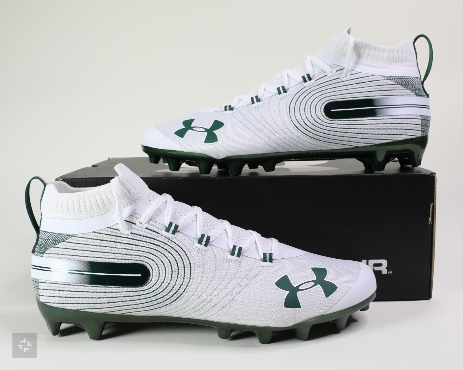 Under Armour Team Spotlight MC White Green Football Cleats Size 13 (3021418-104)
