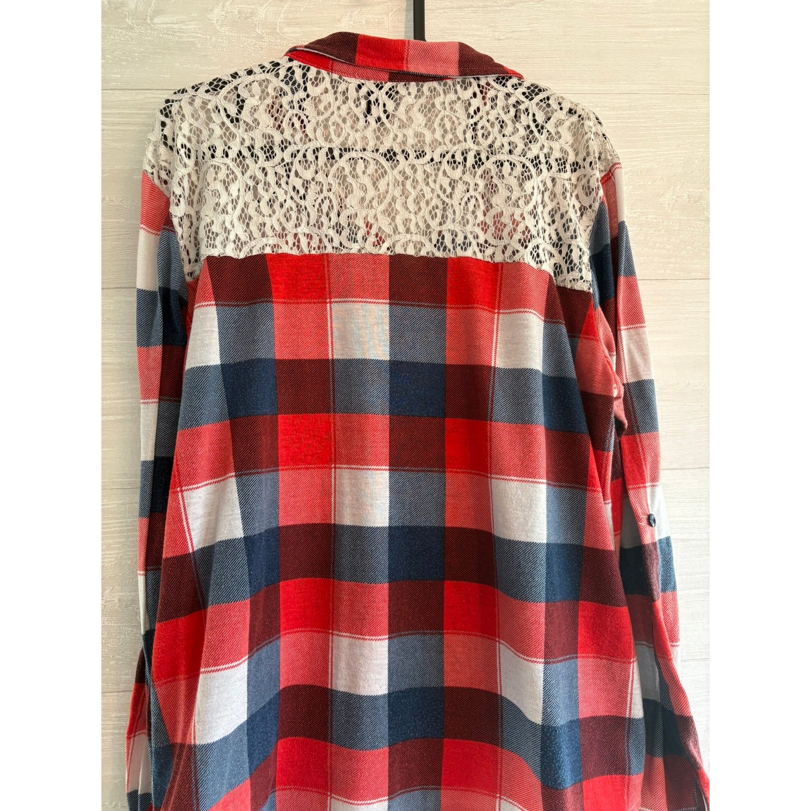Lace flannel button up
