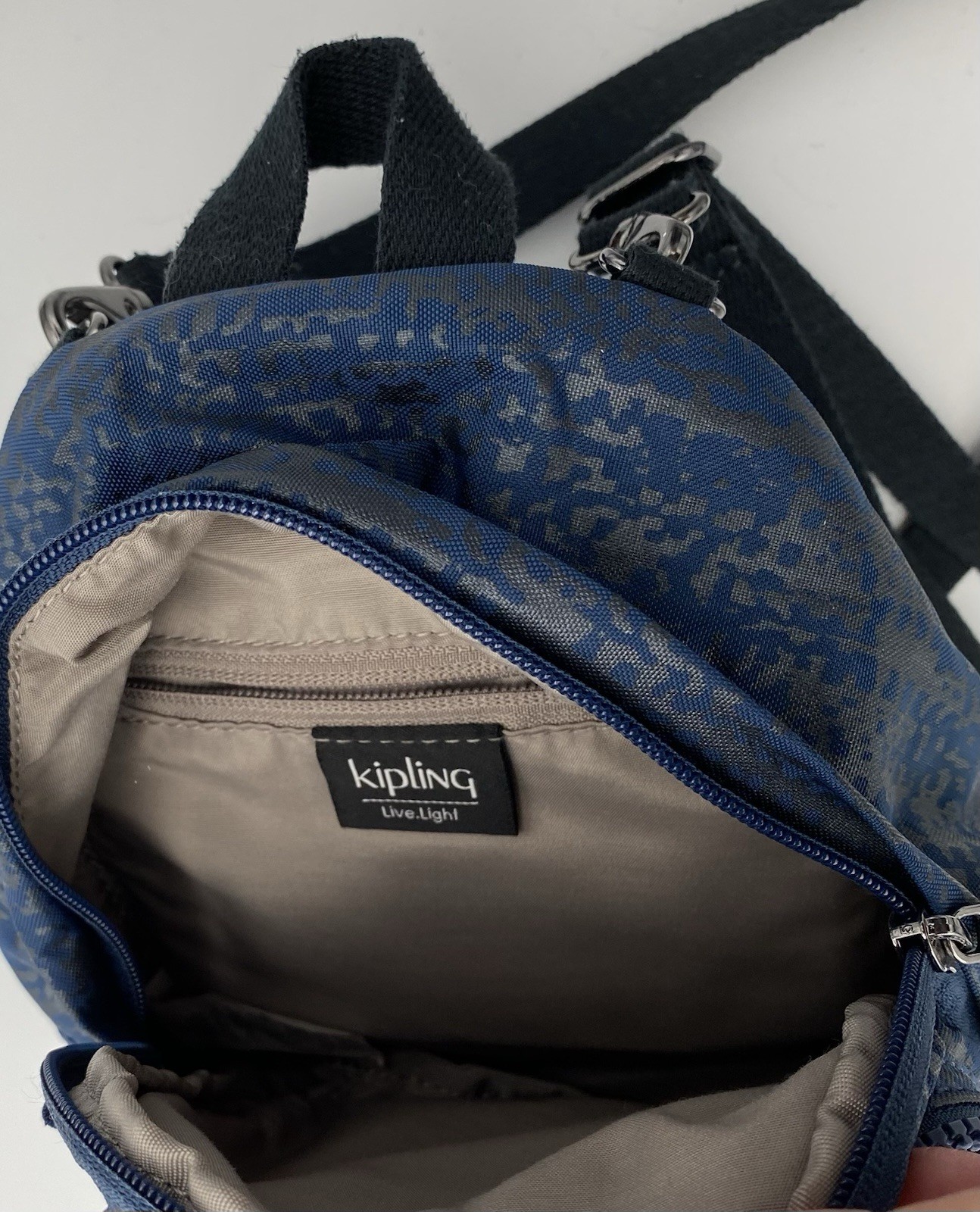 Kipling Lovebug Small Travel Backpack Bag Blue Eclipse Black Strap