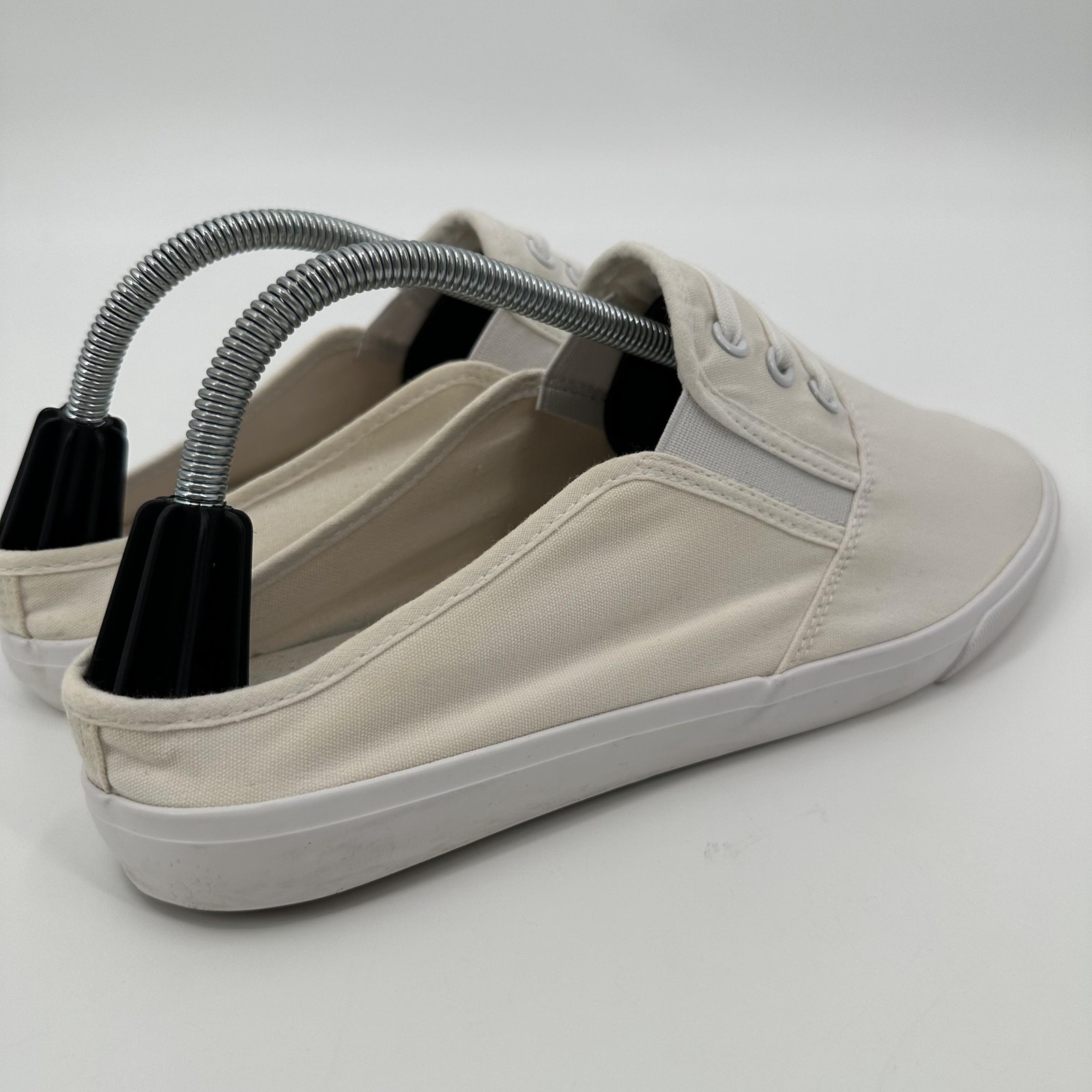 Feiyao Shoes Mens Size 270 White Canvas Slip-On Laceless Elastic Gore Casual