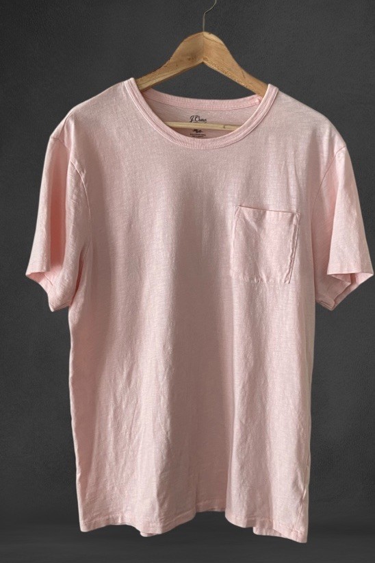 J. CREW L Garment Dyed Slub Cotton PINK mens Pocket T-SHIRT LARGE J1785 Preppy