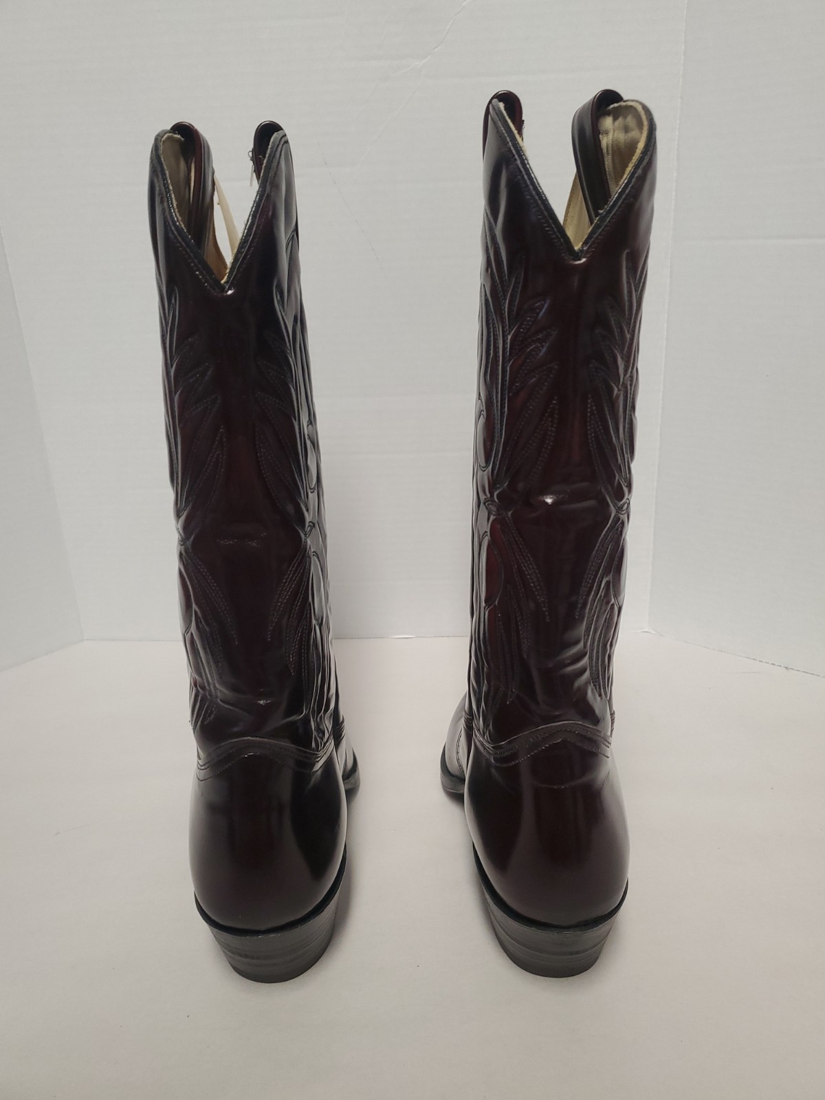 Gorgeous J. Chisholm Western Cherry Brown Red Leather Cowboy Mens Boot 10B VNTG