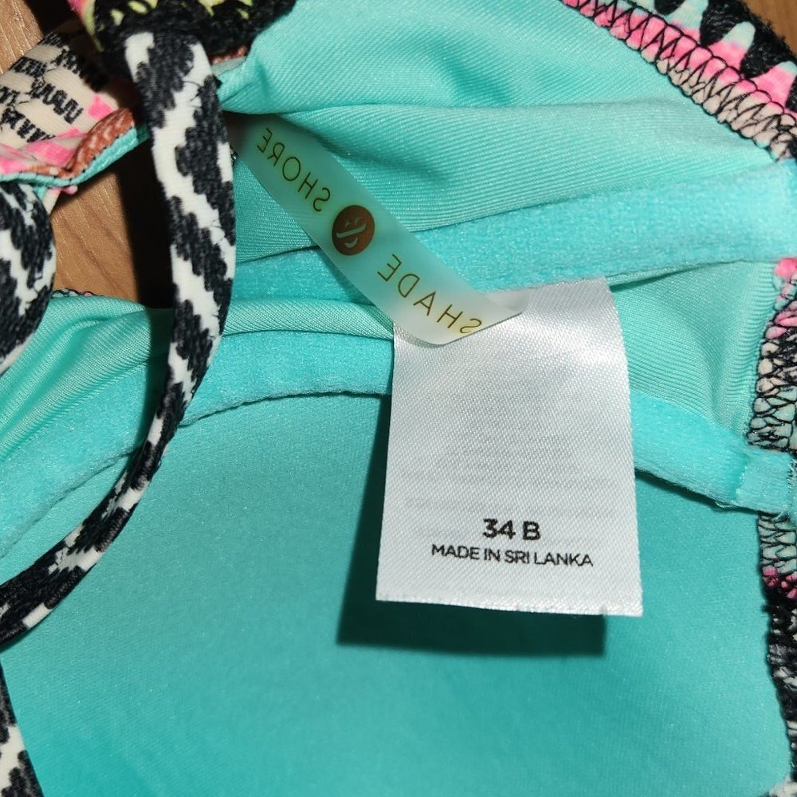 Shade & Shore Multi Stripe Geometric Swim 34 B + Small Bottom