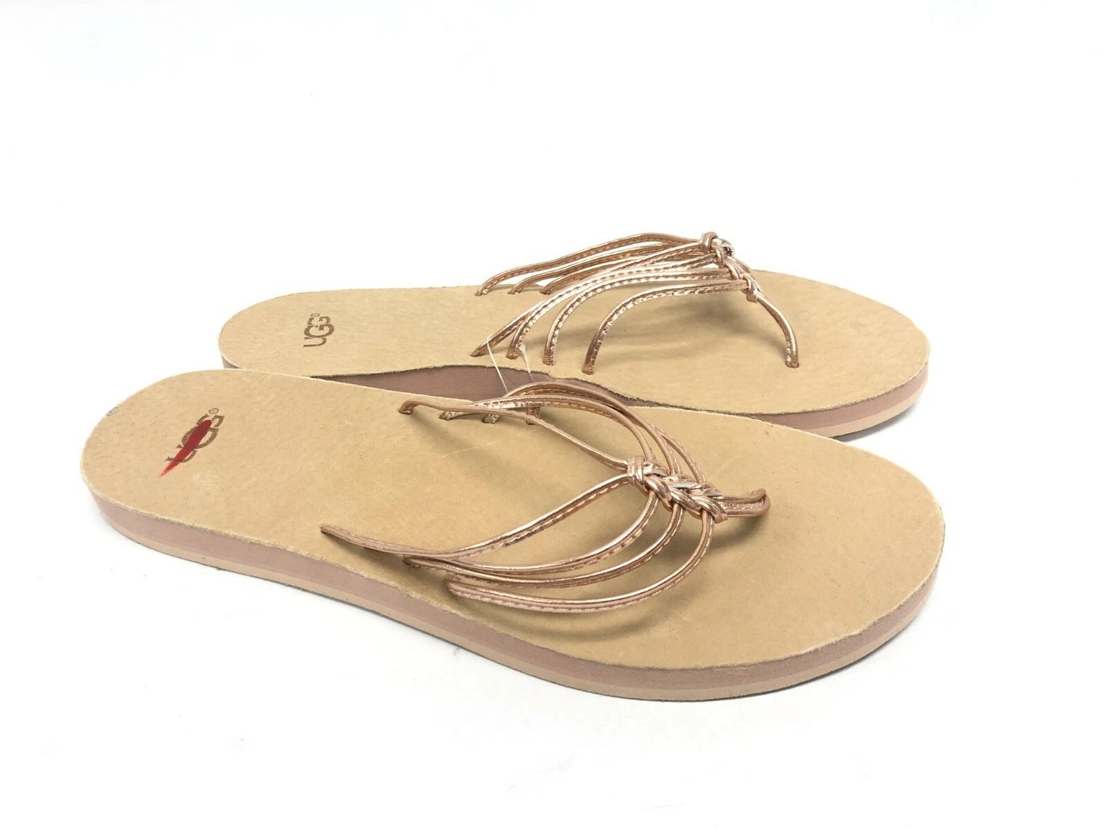 UGG Australia Heina Metallic Rose Gold Sandals Flip Flops 1092267 Size 7