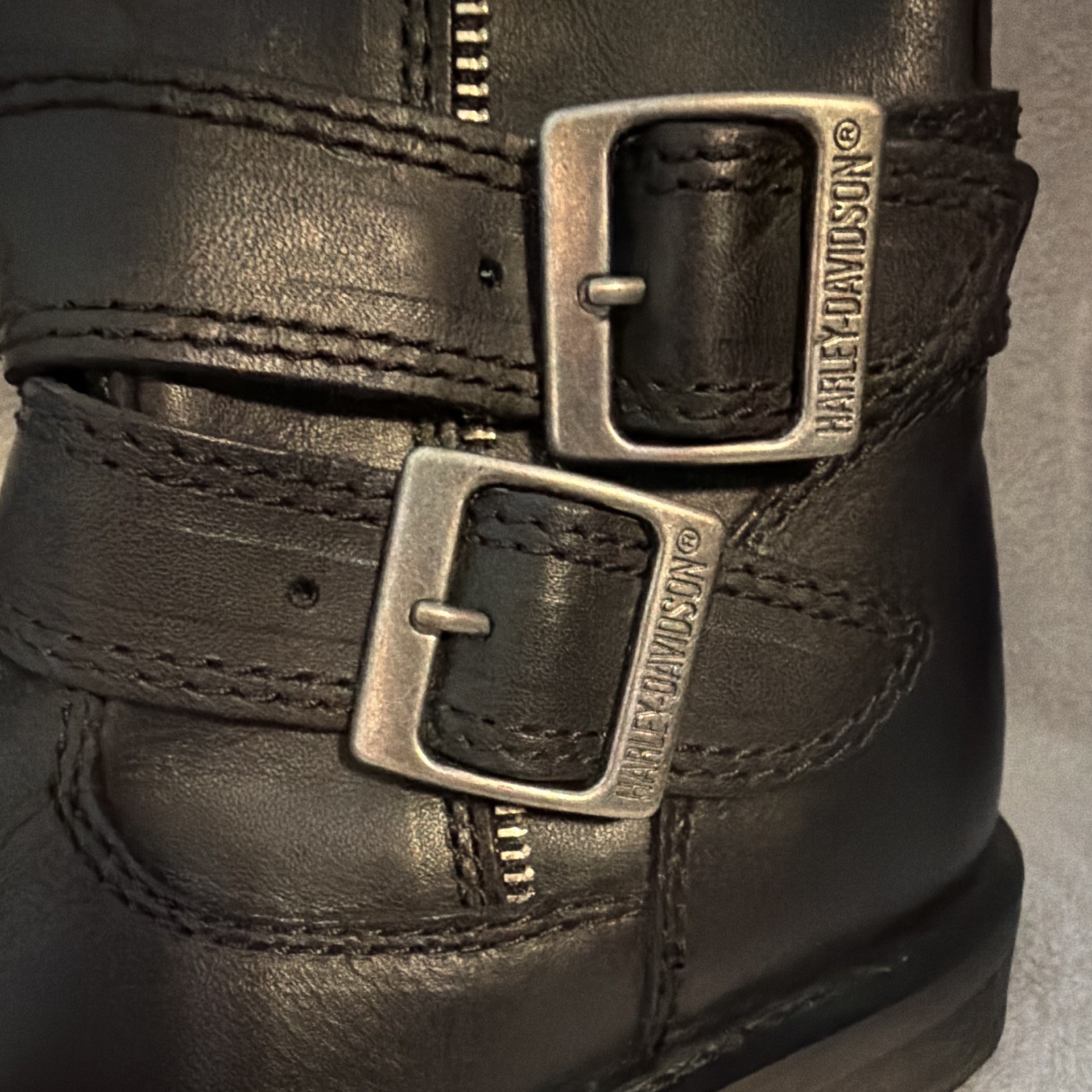 Harley-Davidson Women’s Tall Leather Biker Boots Size 6.5 Buckle & Studs