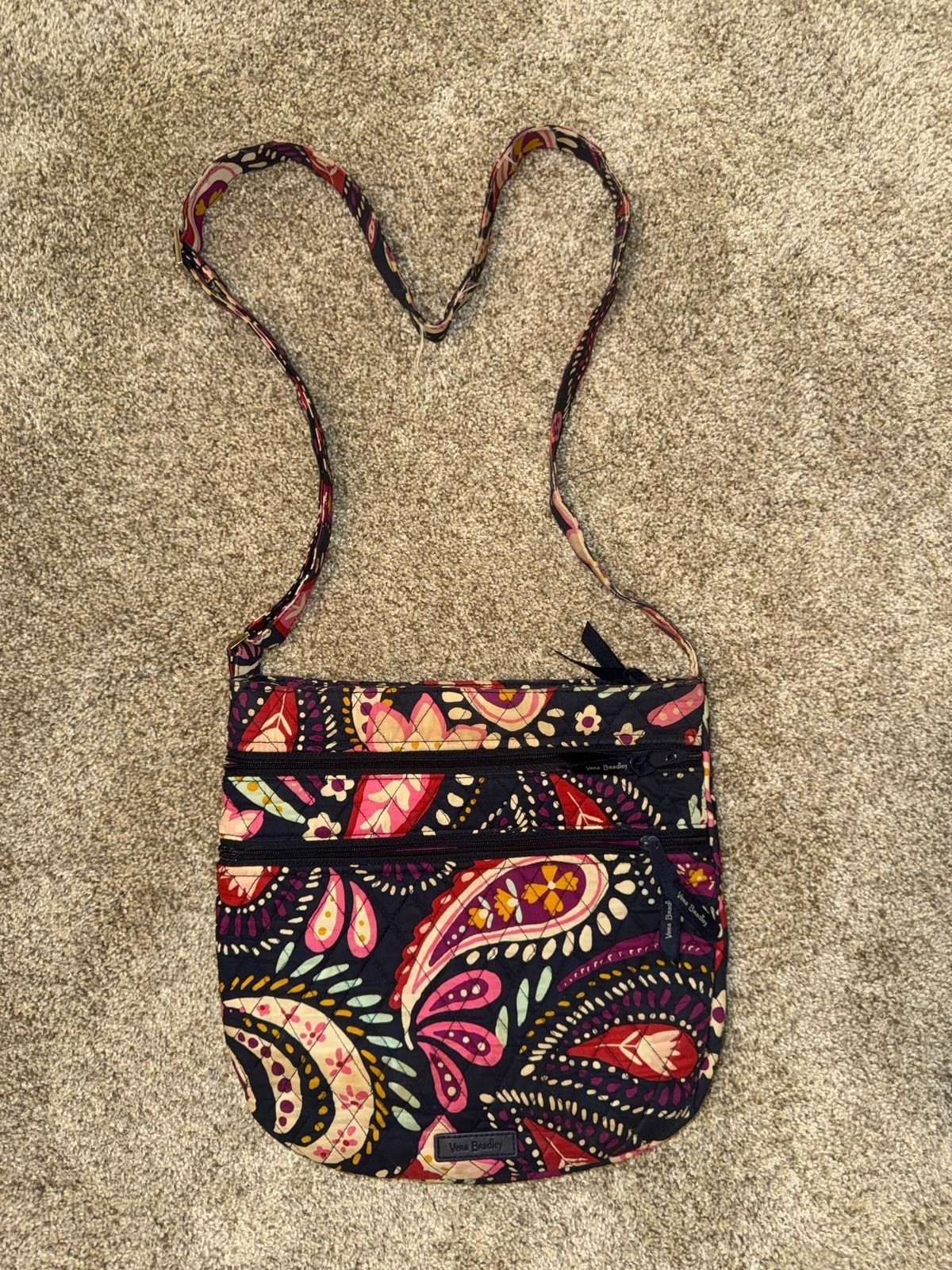 Vera Bradley Quilted Cotton Triple Zip Hipster Crossbody Bag in Painted Paisley