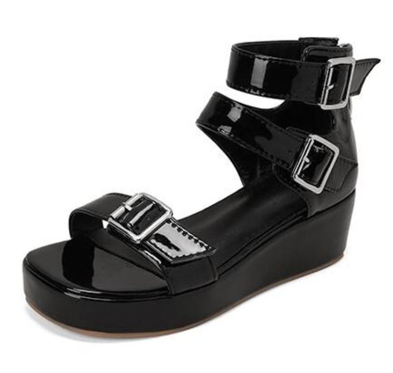 Women’s Open Toe Sandals Buckle Back Zip Platform Casual Wedge Heel Comfort Sexy