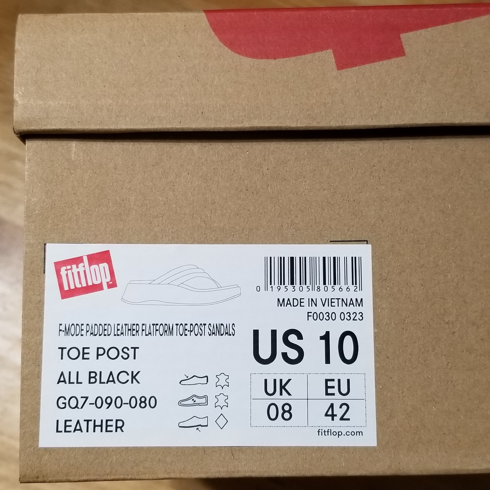 NIB FitFlop F-MODE Padded Leather Flatform Toe-Post sandals black size 10 $180