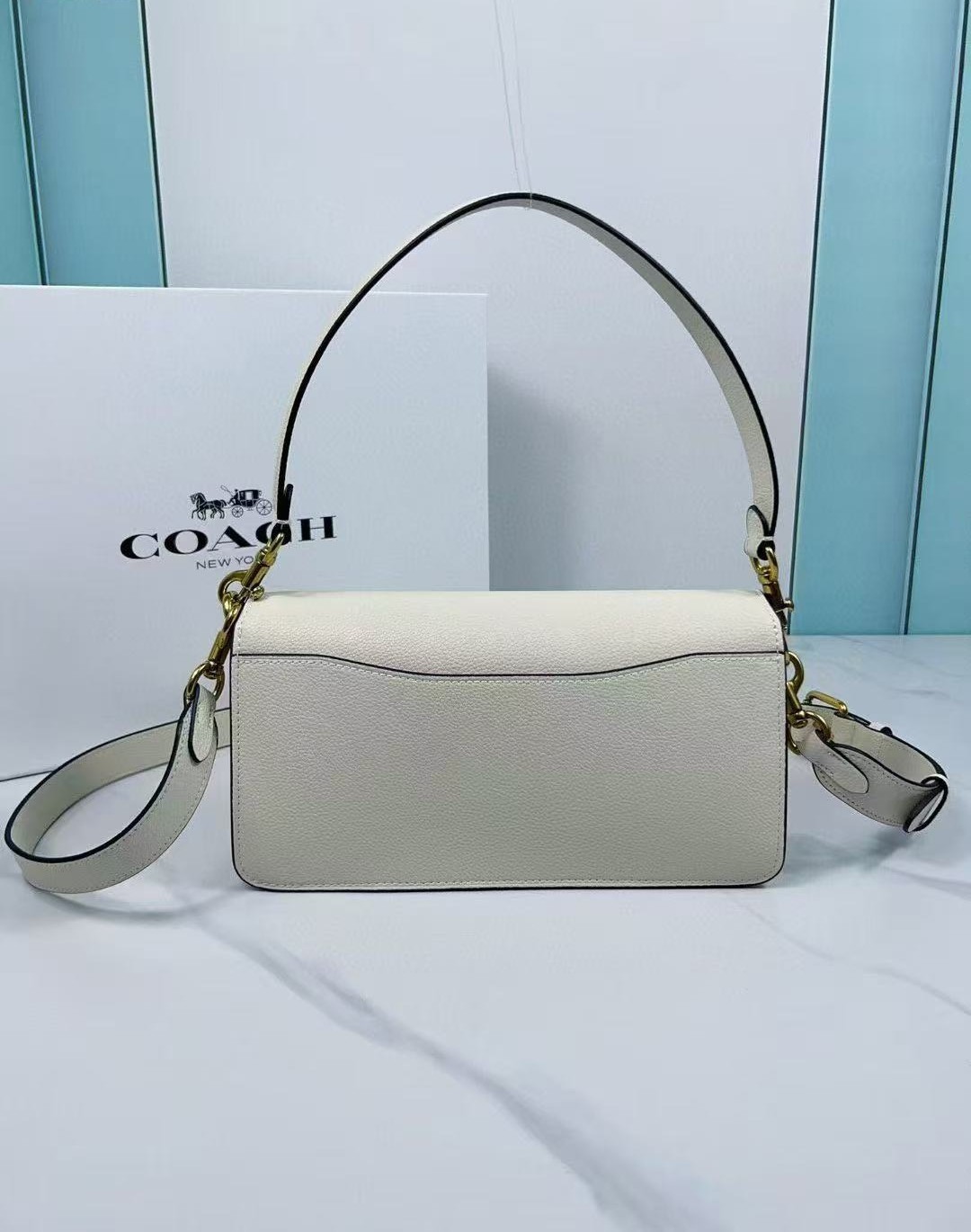 COACH F73995 Tabby Shoulder Bag 26 White Polished Pebble Leather 2 Way Outlet