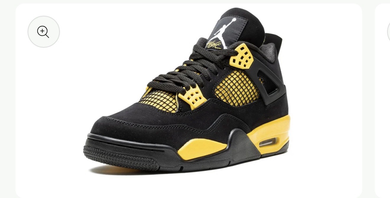 Nike Air Jordan 4 Retro Thunder 2023 Size 12, Black/Tour Yellow, DH6927-017