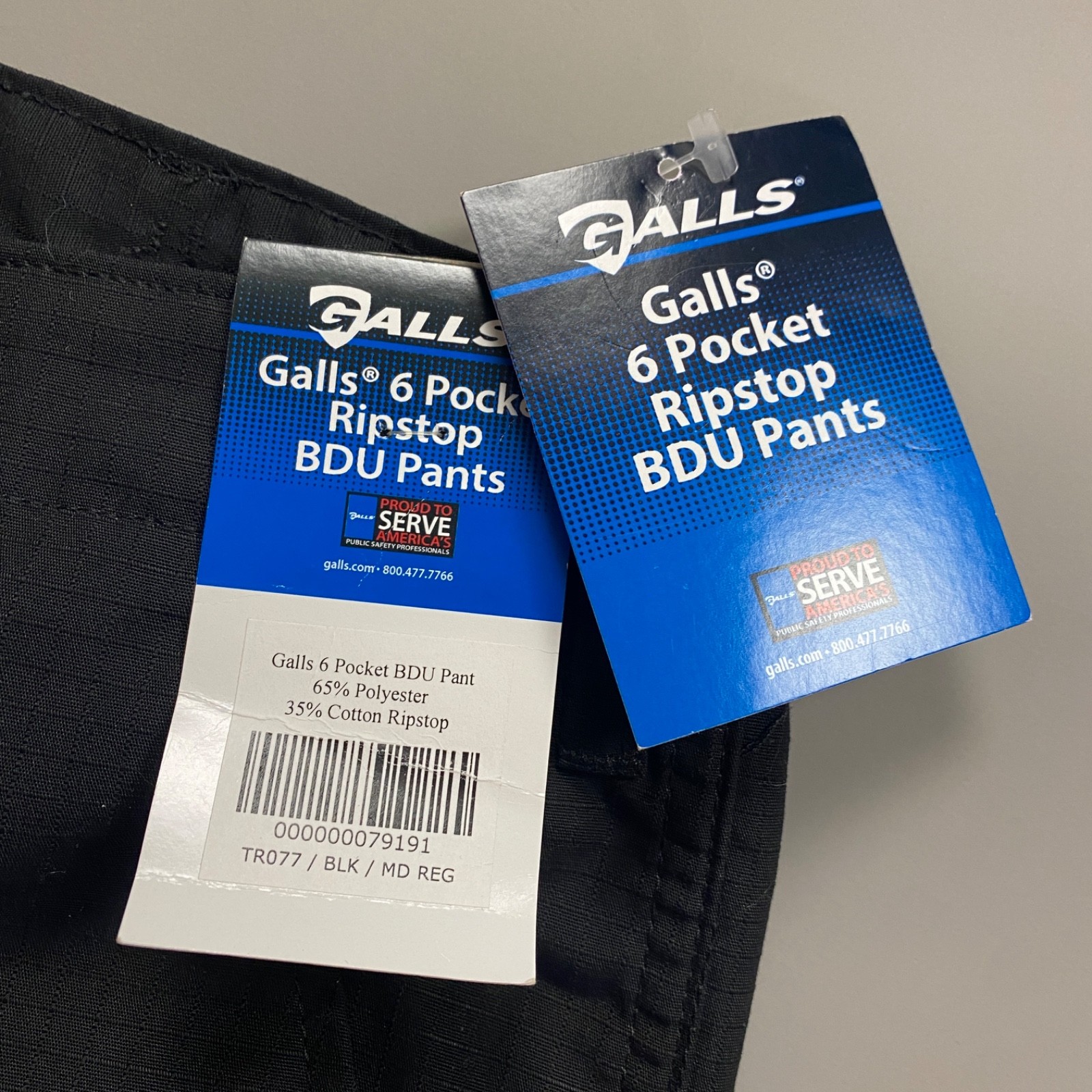 GALLS Mens Medium x 32″ 6 Pocket Ripstop BDU Pants Black Poly Cotton Tactical