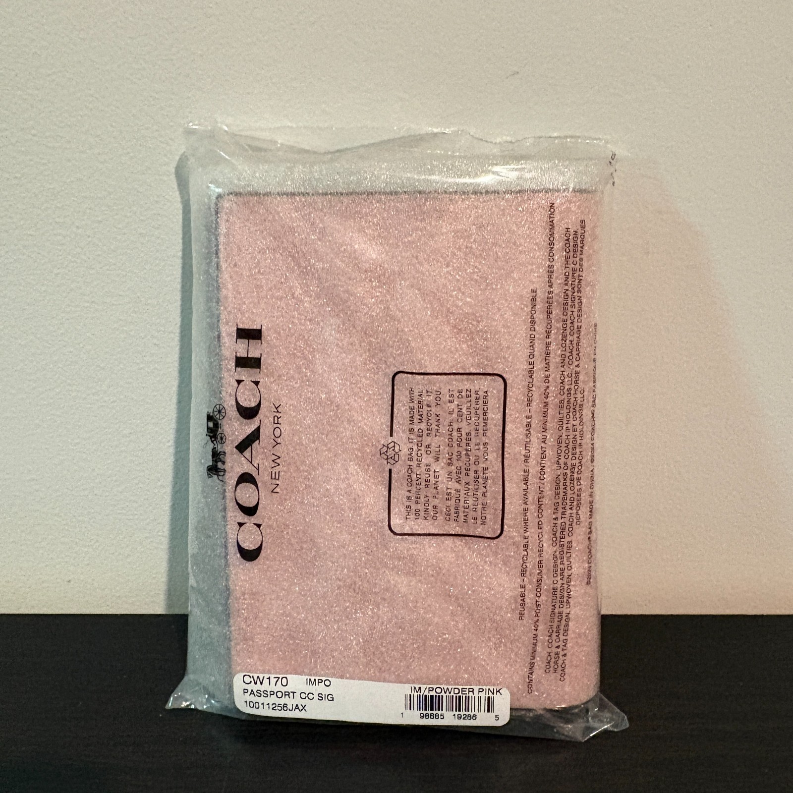NWT Coach Passport Card Case In Signature Canvas CW170 Powder Pink Authentic