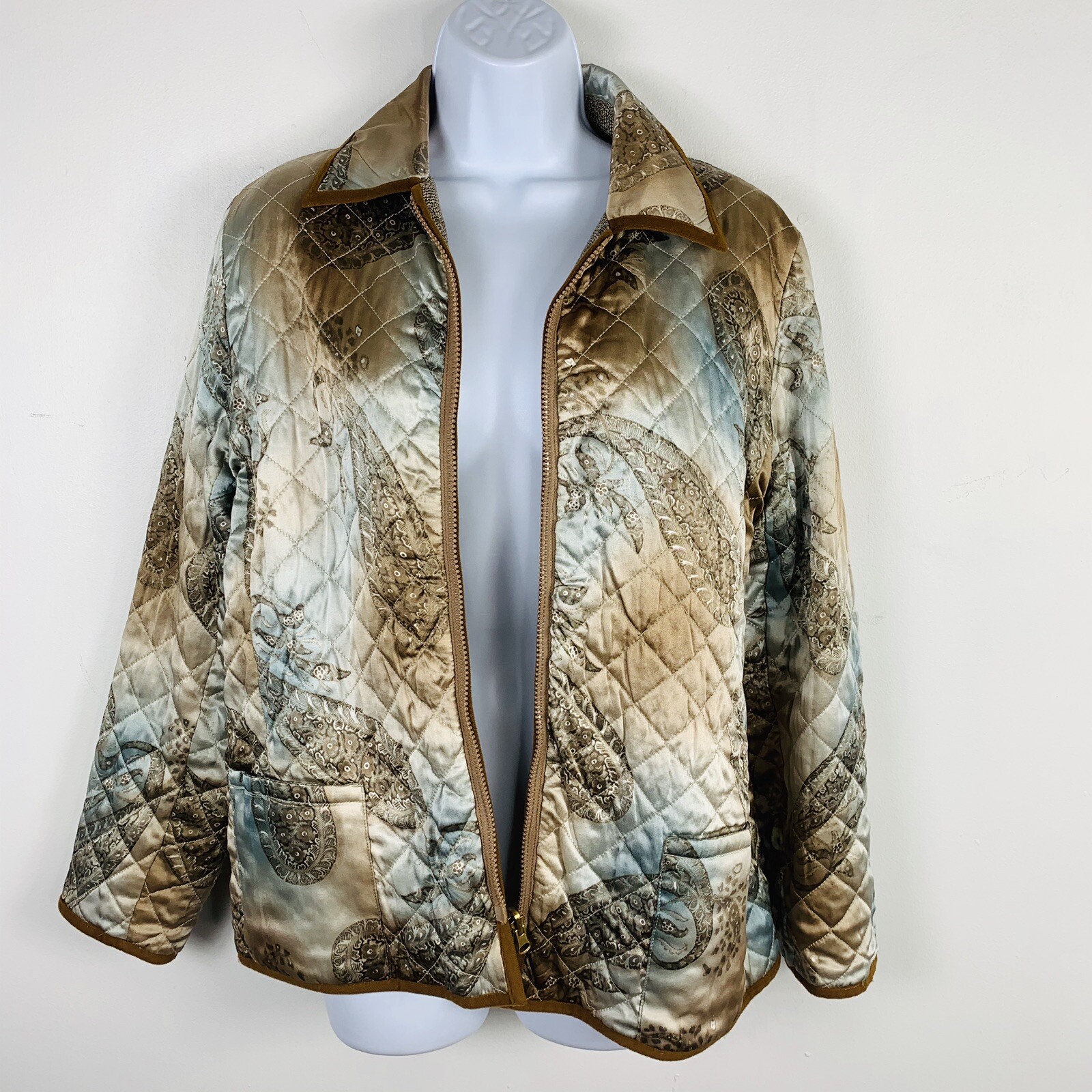 Harvé Benard Reversible Jacket Sz 10 Quilted Zip Up Animal Print Plaid VINTAGE