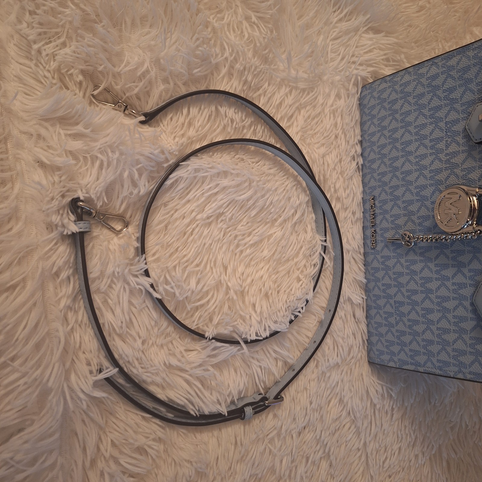 Michael Kors Hamilton Blue Monogram Satchel Top Handle Zip w/ Detachable Strap