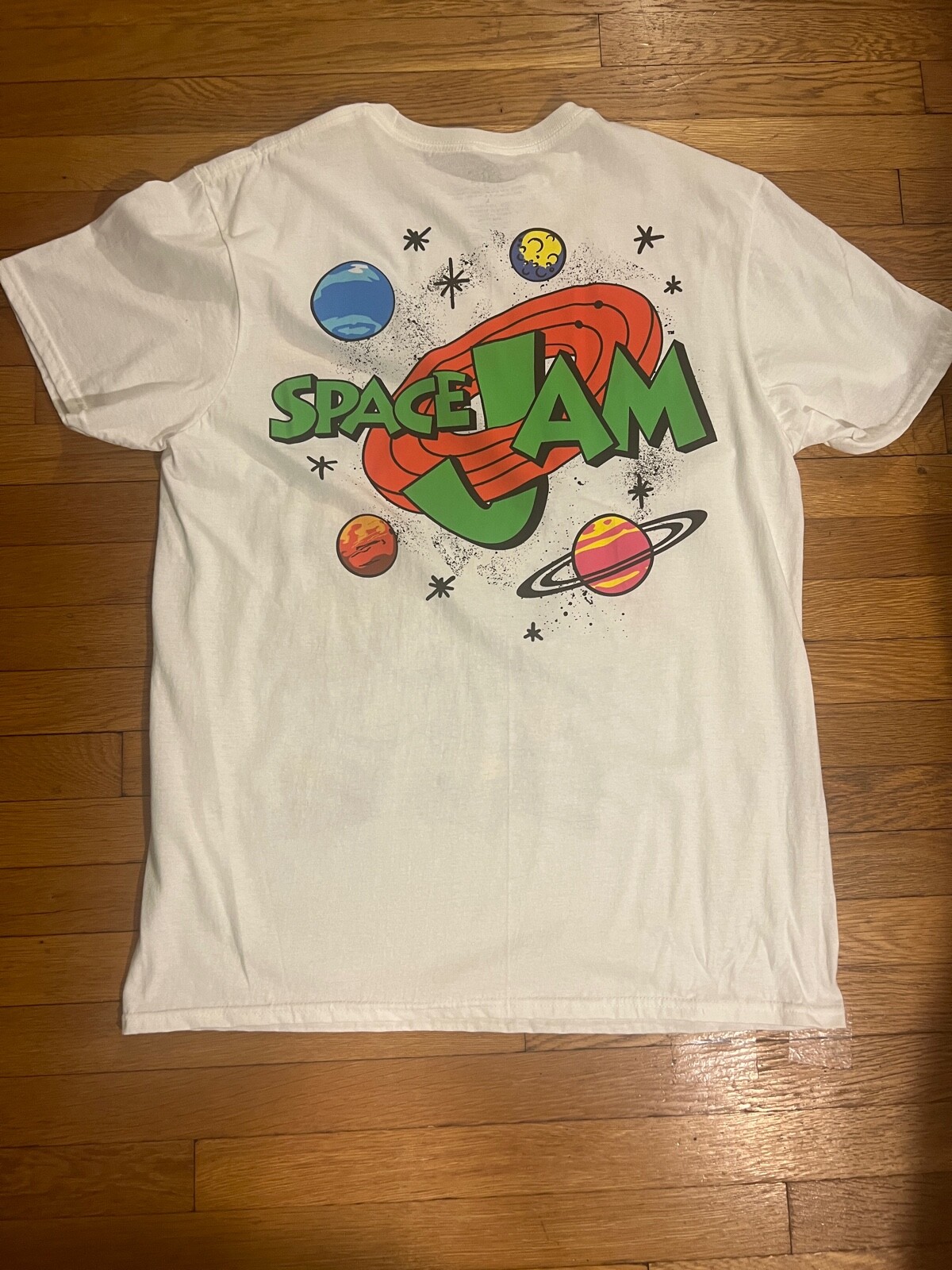 Space Jam All Over Graphic Print T-Shirt Shirt Tee Men 90’s Looney Tunes Movie