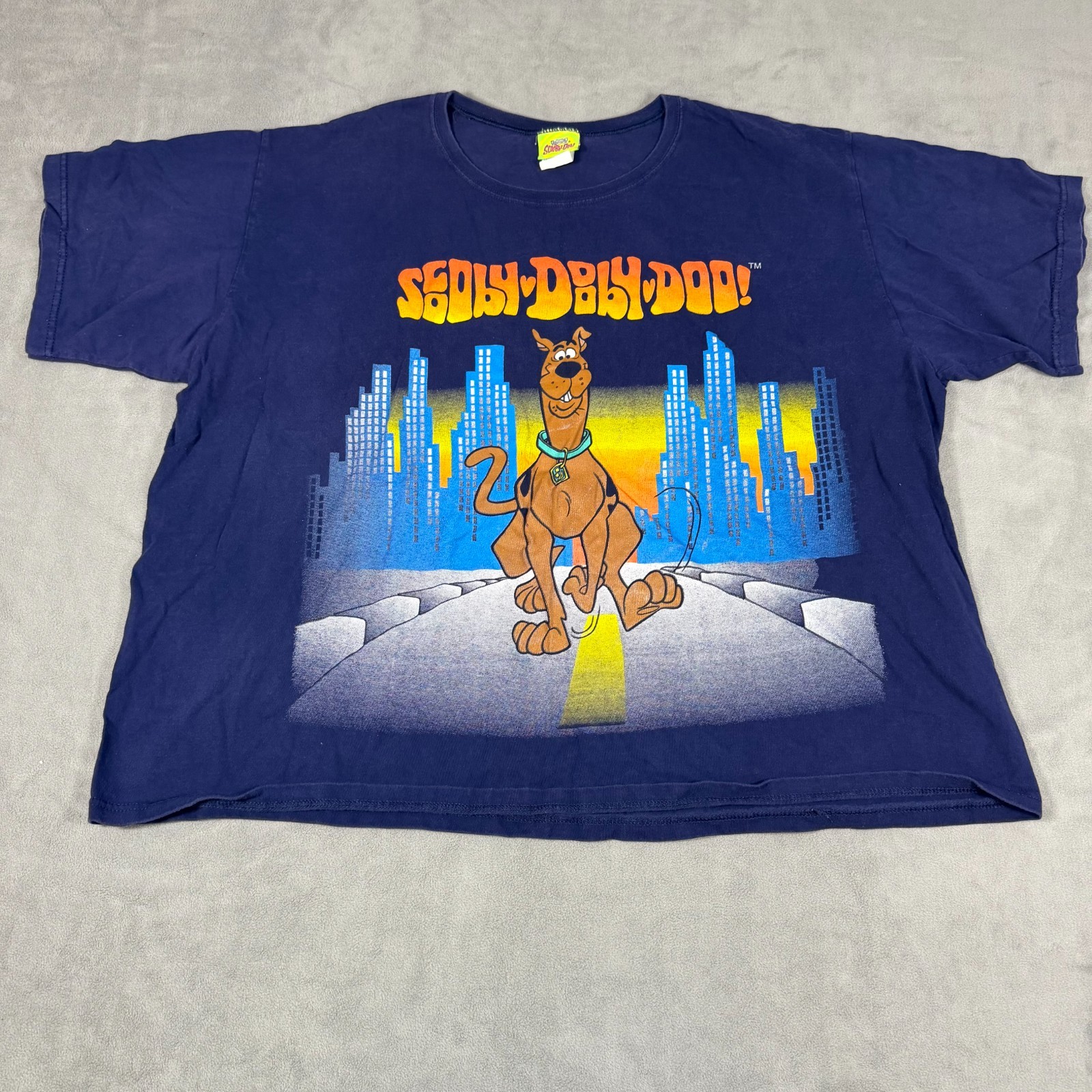Vintage Scooby Doo Shirt 2XL Blue Big Graphic Cartoon 28