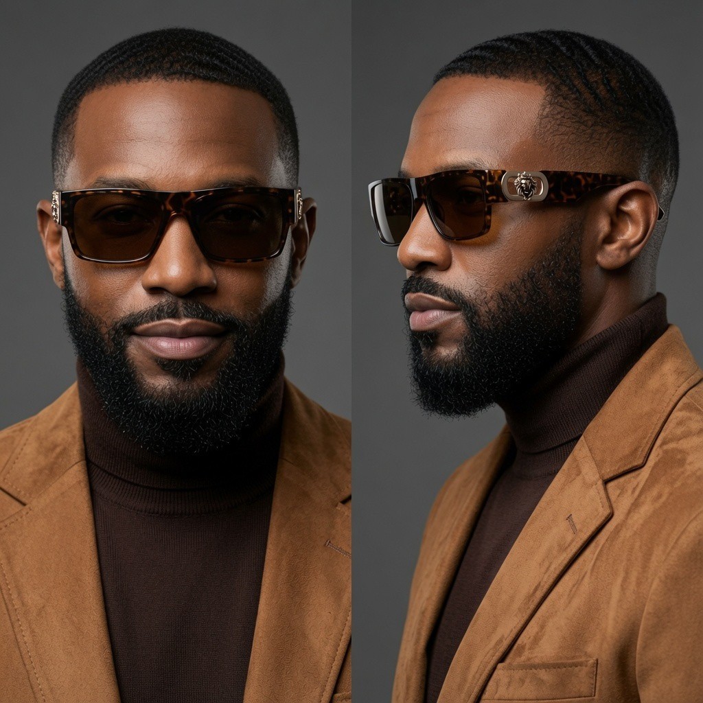 Mens Tortoise Designer Inspired Hip Hop Urban, Retro Oversized Sunglasses Brown