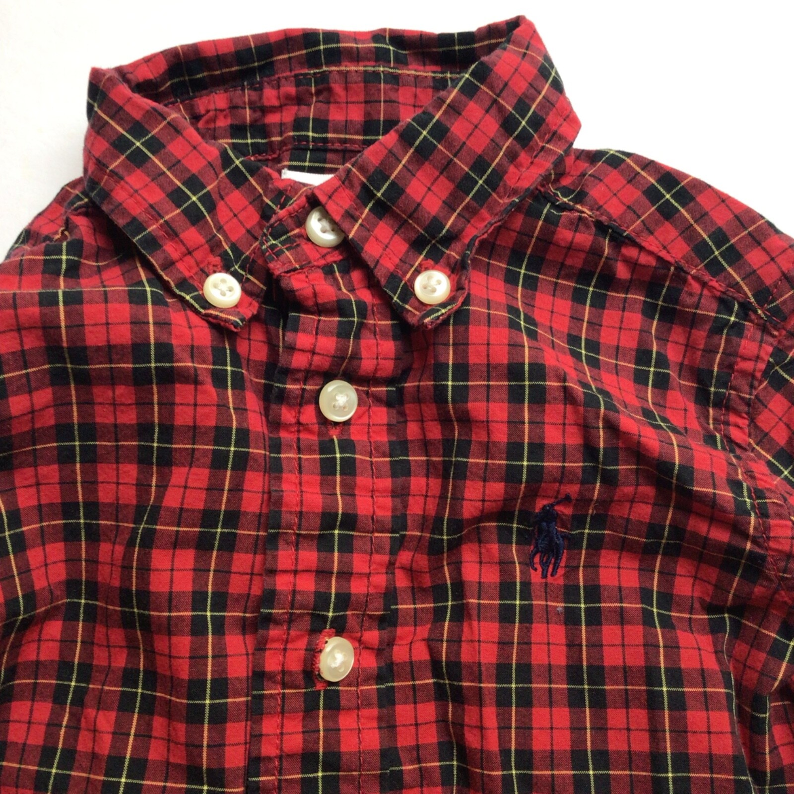 Ralph Lauren Kids Plaid Button Down Shirt 9M Red Tartan Check Classic Holiday